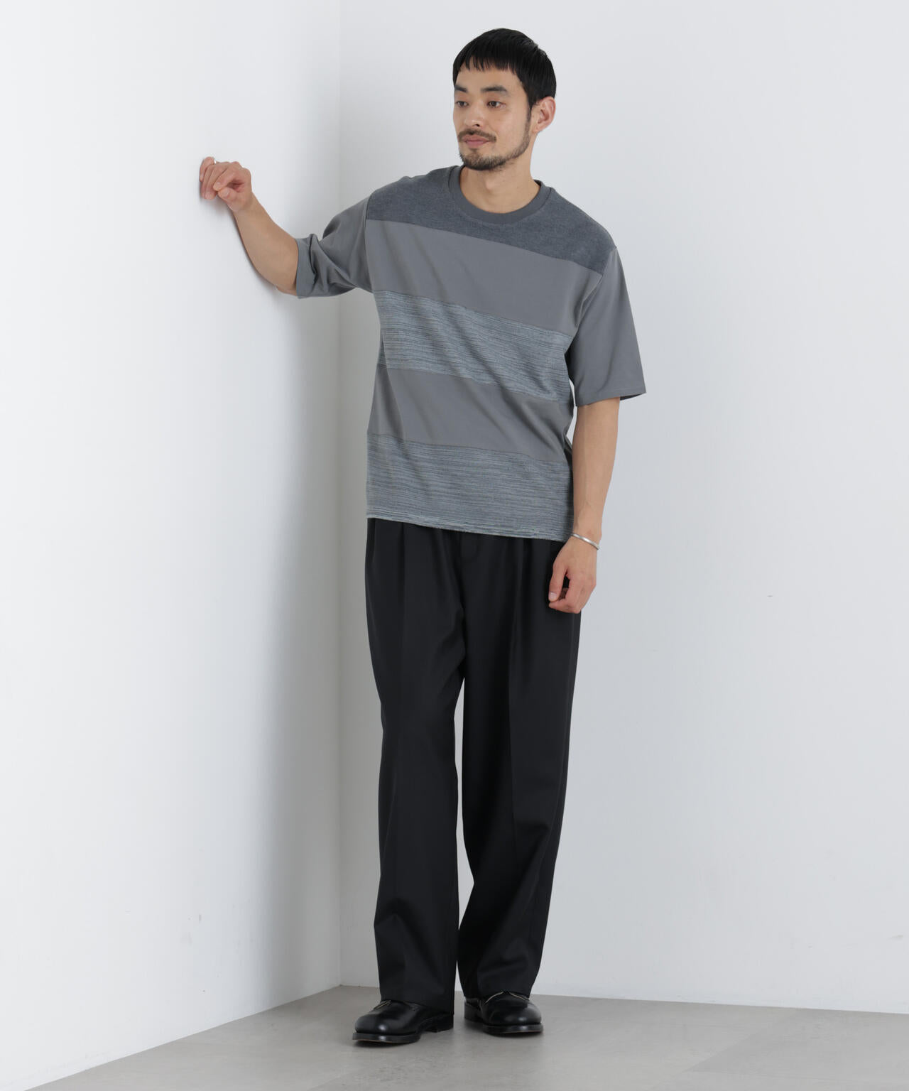 ニットコンビボーダーTシャツ 半袖