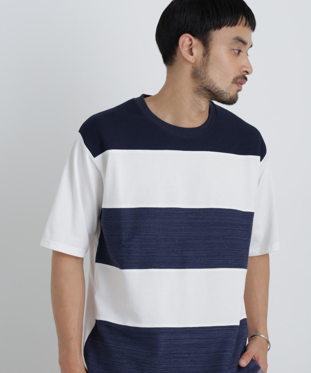 ニットコンビボーダーTシャツ 半袖