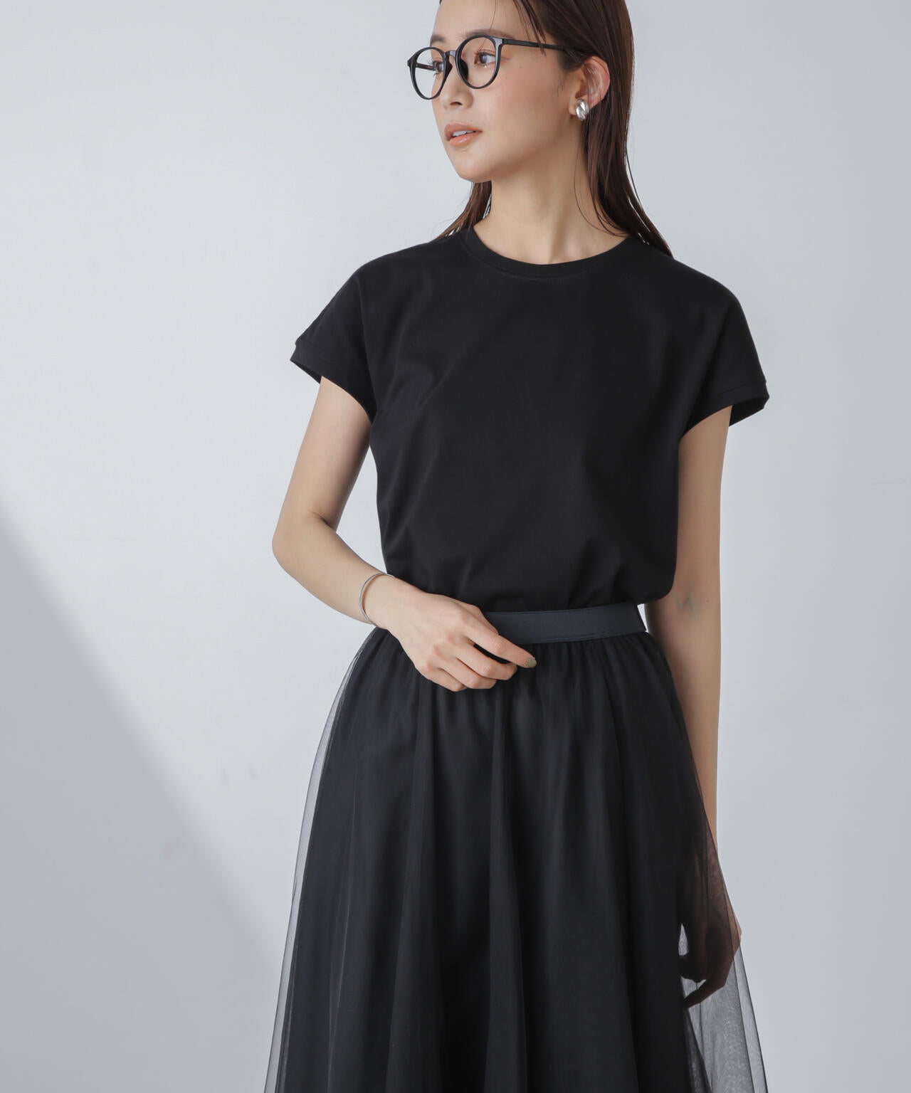 汗染み防止加工接触冷感フレンチスリーブTシャツ