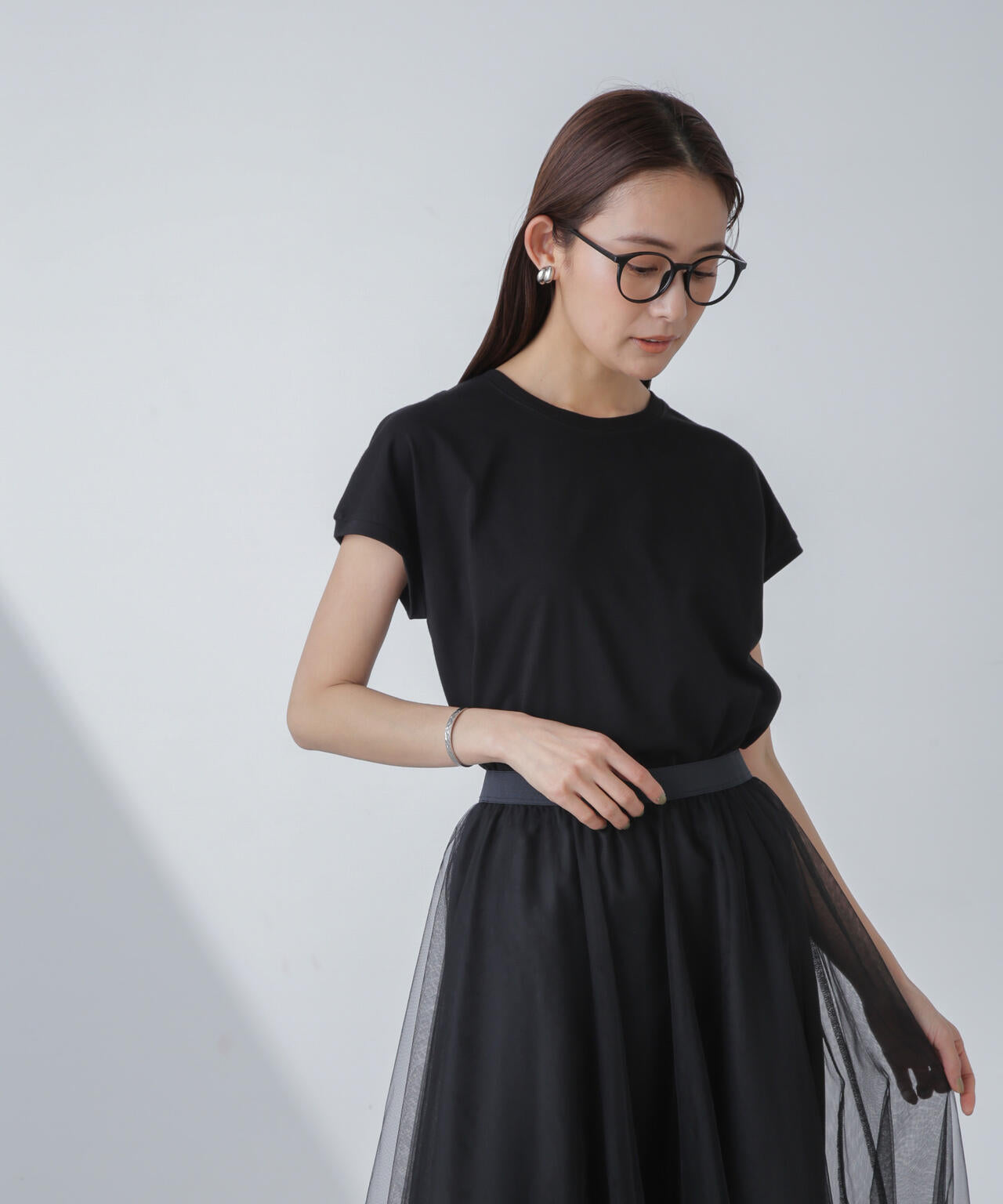 汗染み防止加工接触冷感フレンチスリーブTシャツ
