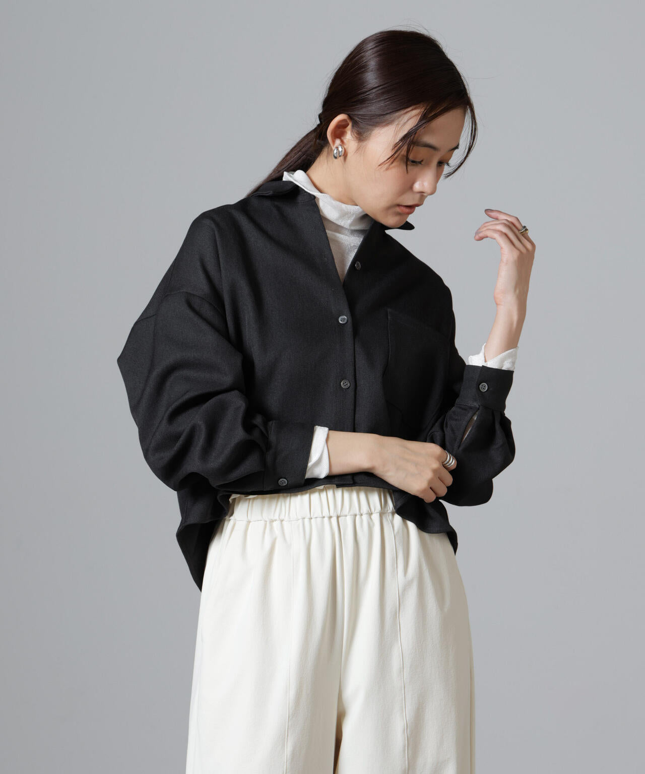 バックコンシャスクロップドシャツ(セットアップ可)