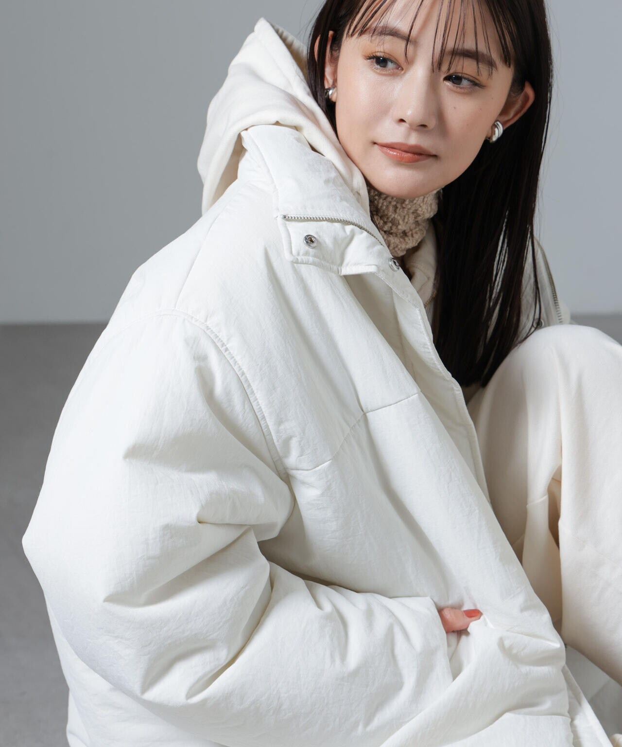撥水加工 中綿スタンドオーバージップブルゾン