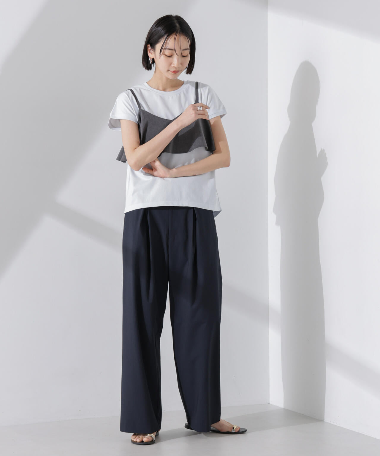 汗染み防止加工接触冷感フレンチスリーブTシャツ