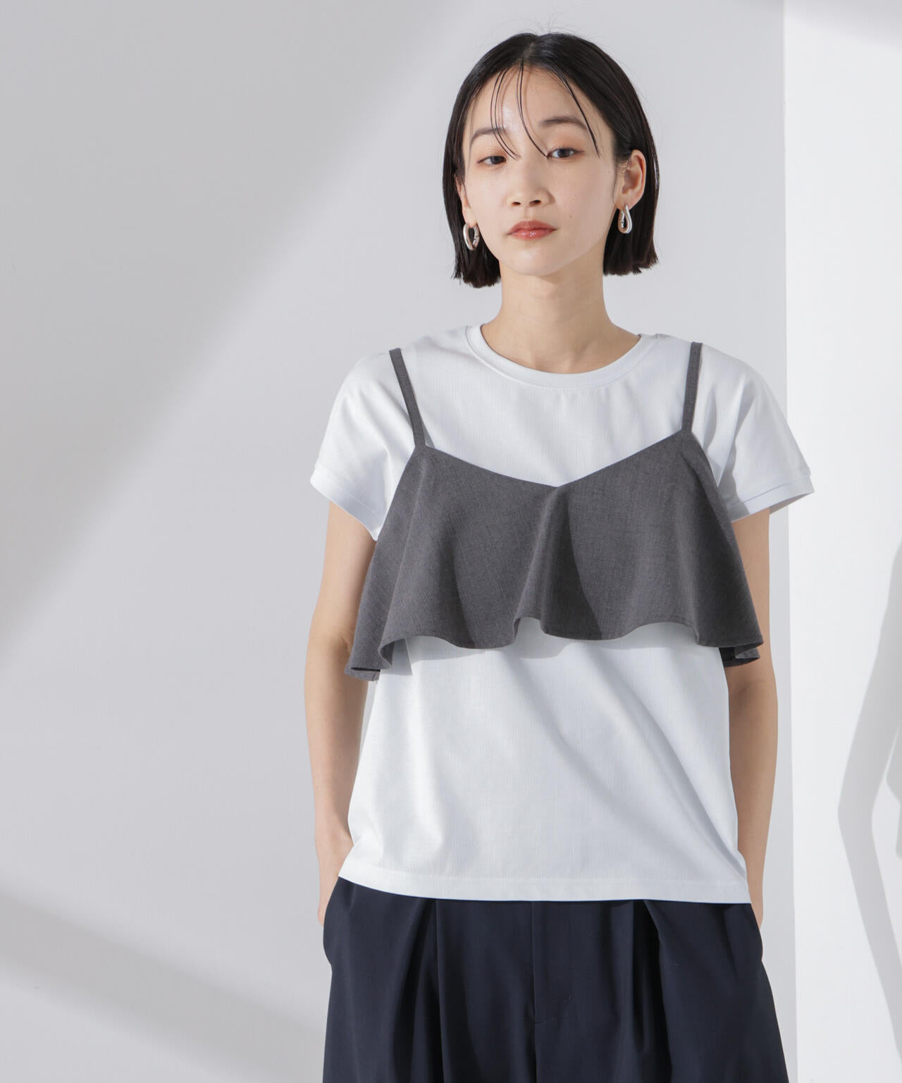 汗染み防止加工接触冷感フレンチスリーブTシャツ
