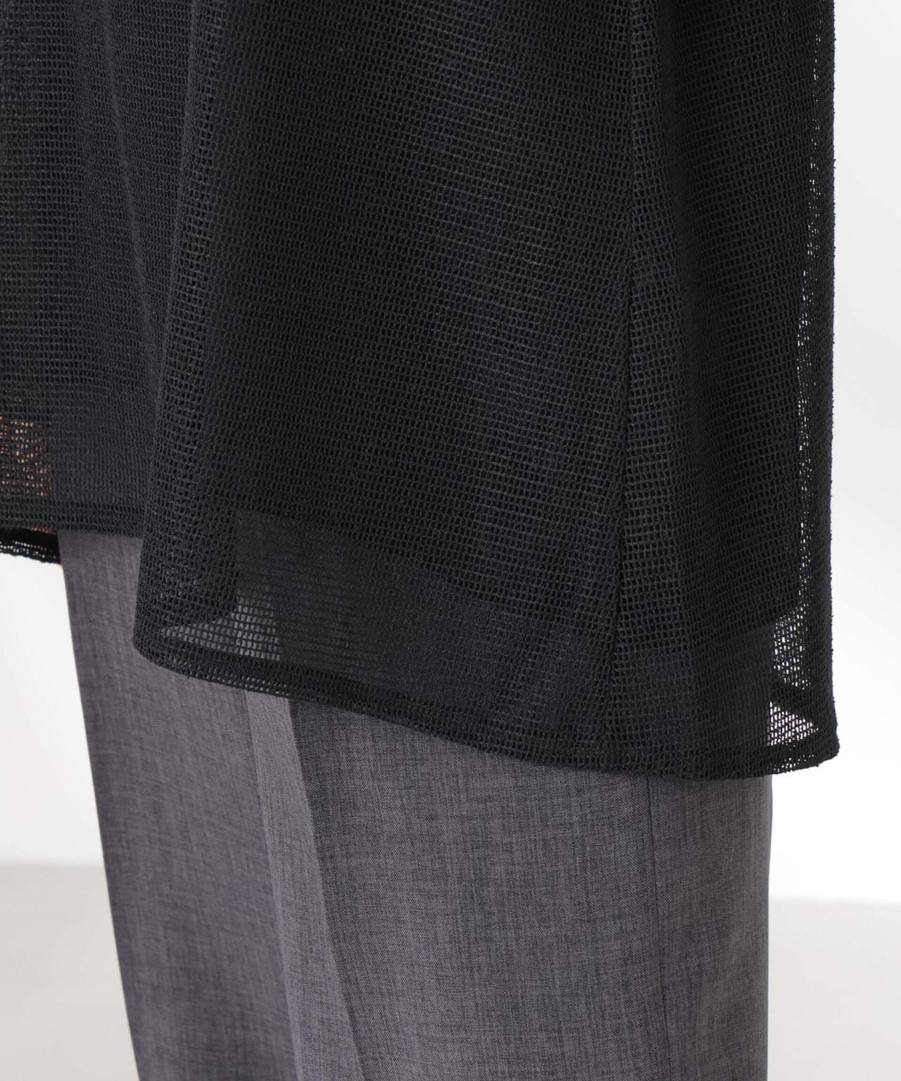 メッシュ×シフォンコンビチュニックトップス