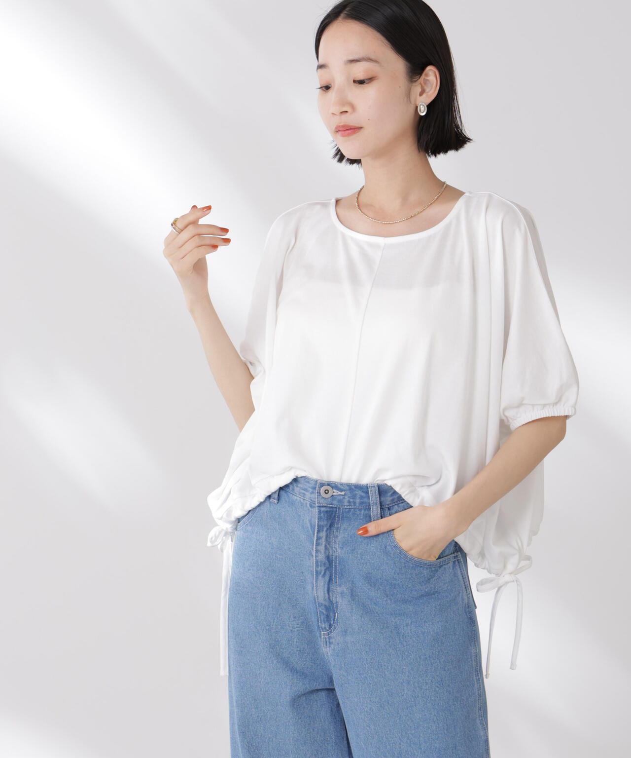 吸水速乾抗菌防臭クロップドドロストトップス