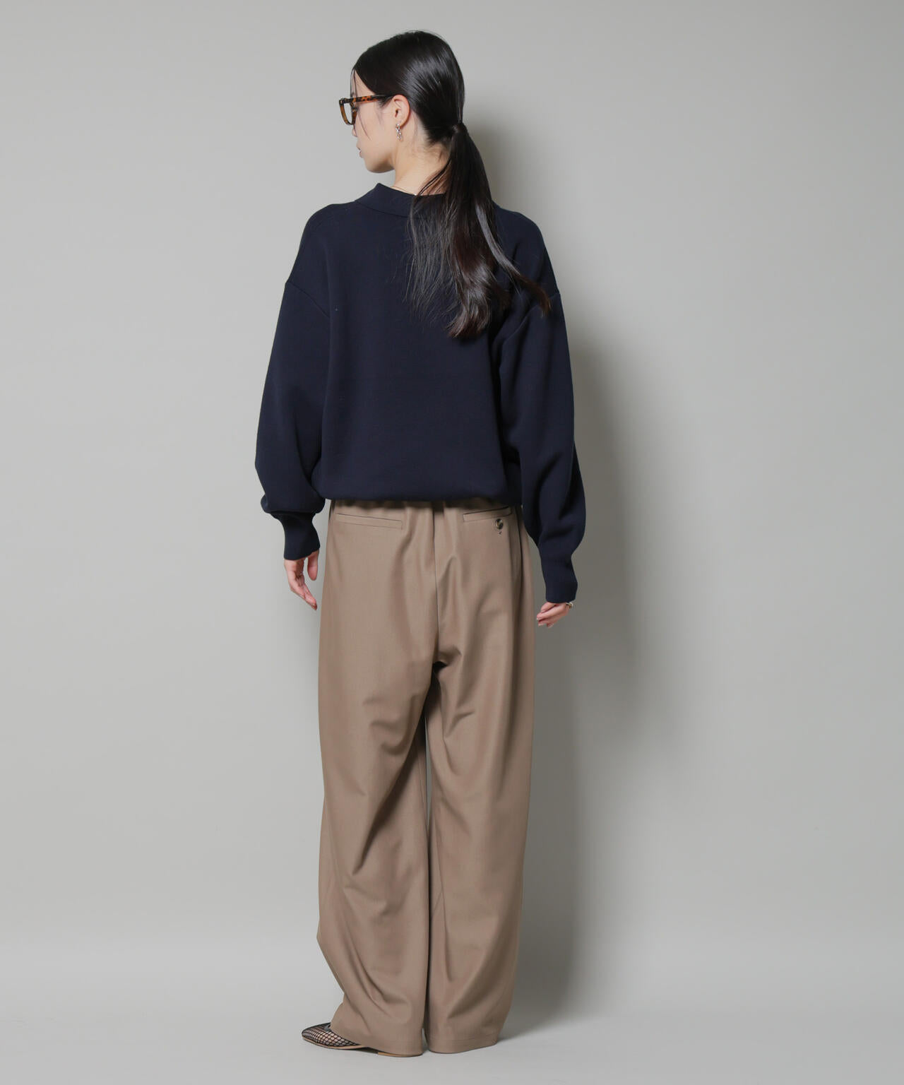 ウエストシャーリングゴムTRワイドパンツ