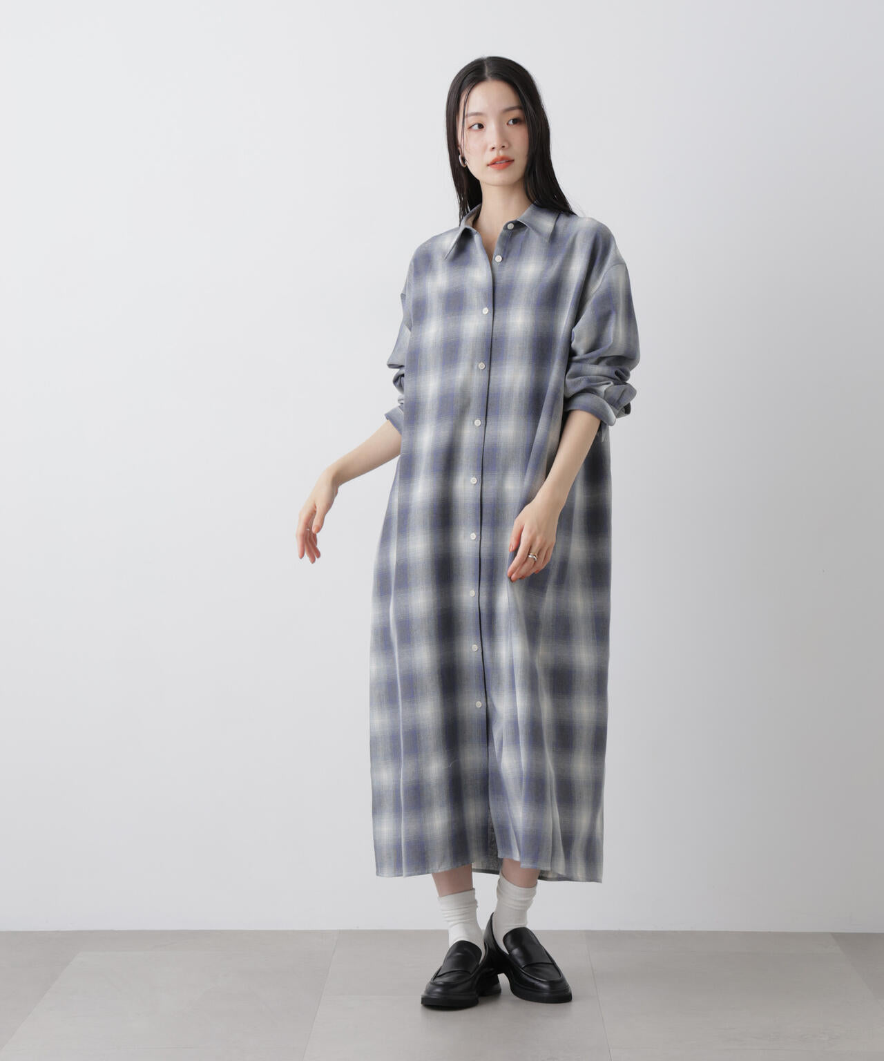 オンブレーツイルチェックシャツワンピース