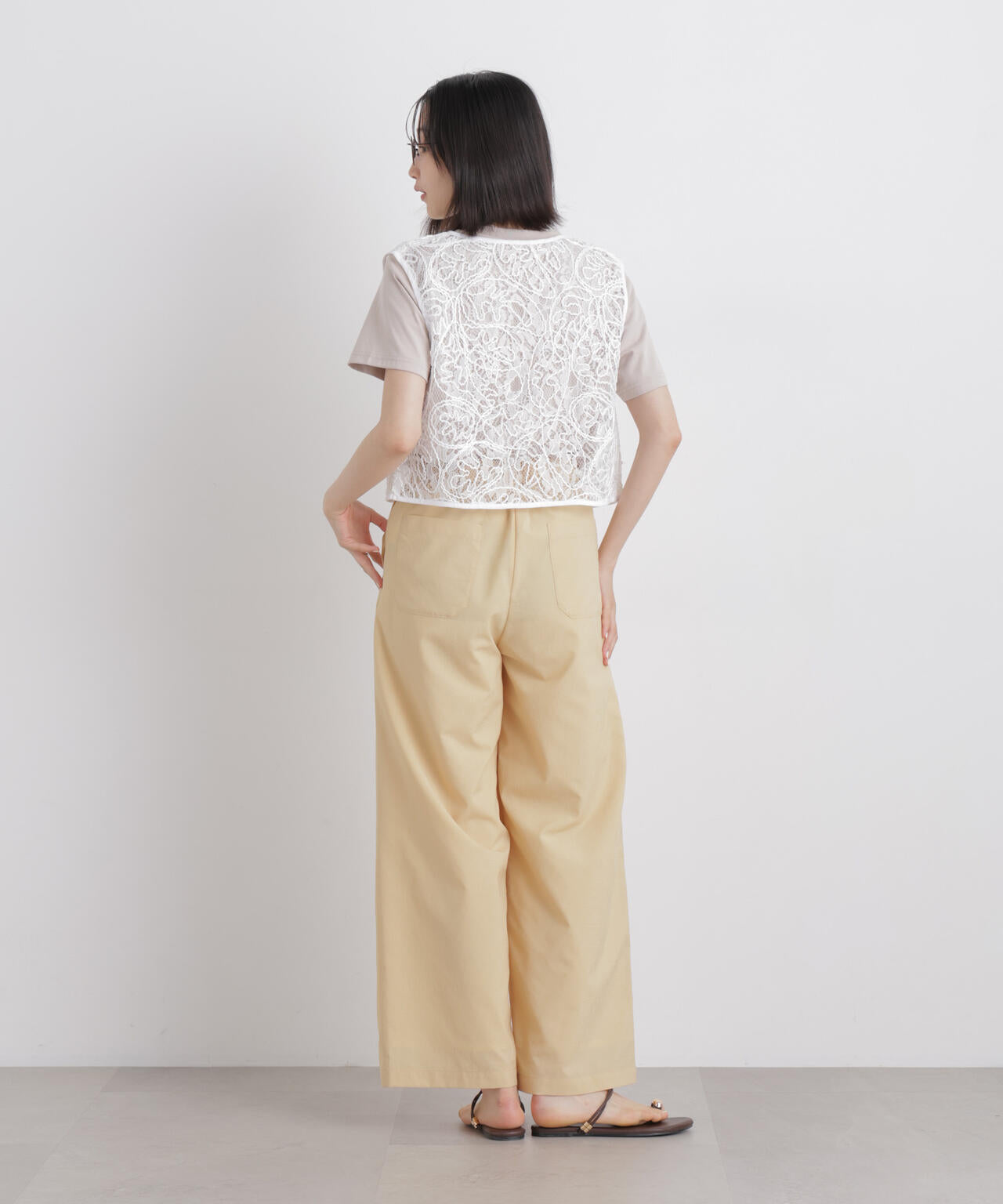 刺繍レースショートジレ