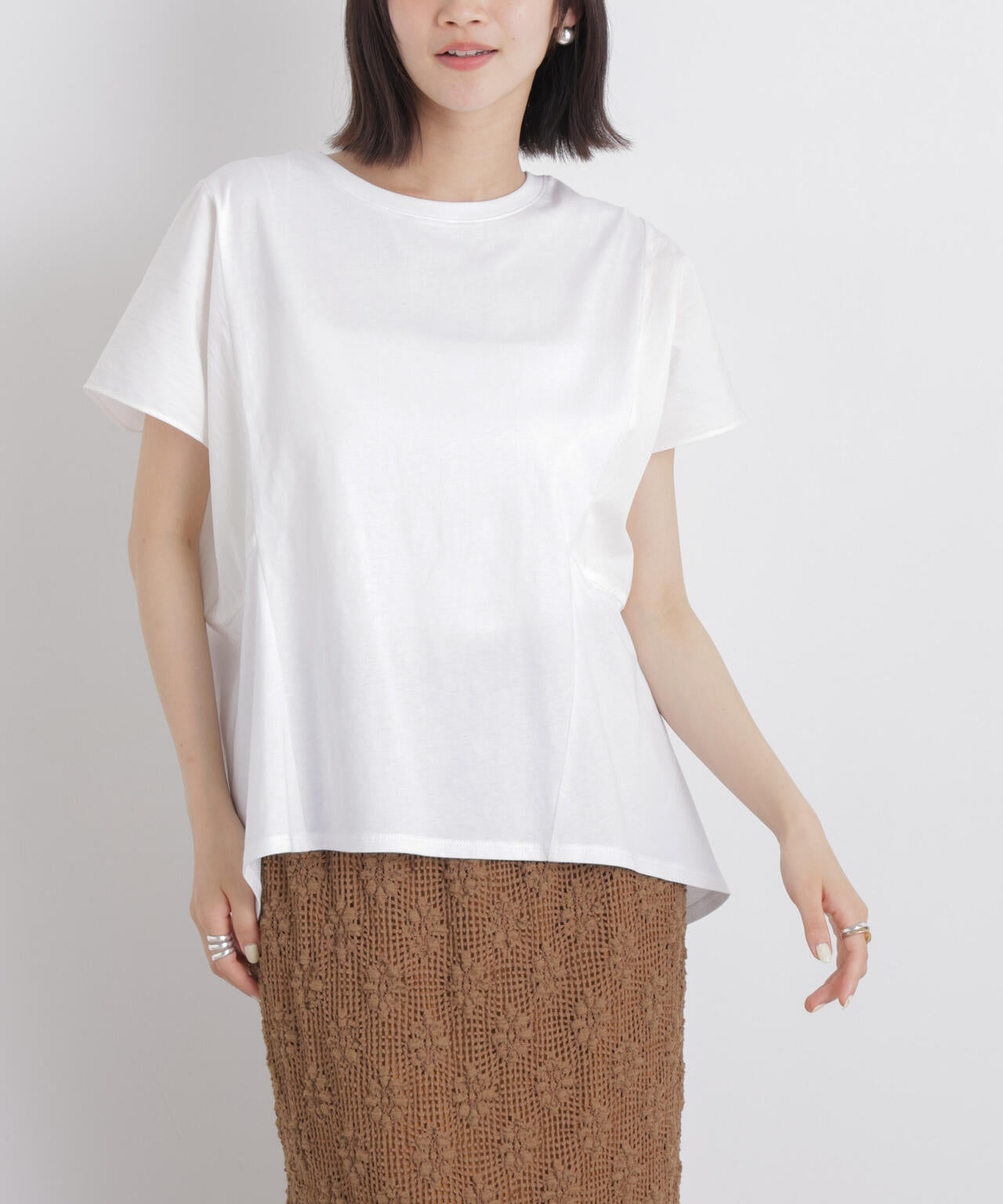 タフタコンビバックギャザーデザインカットトップス