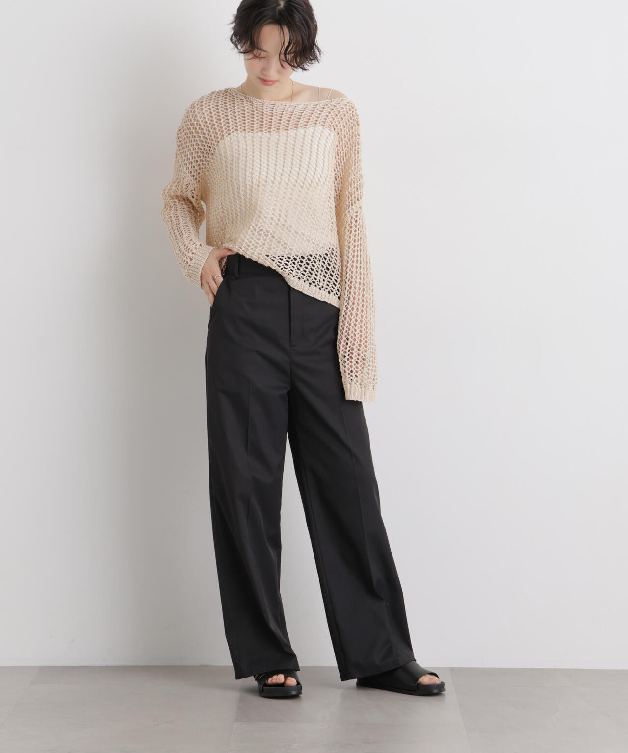 エバークリース加工ストレートセンタープレスパンツ