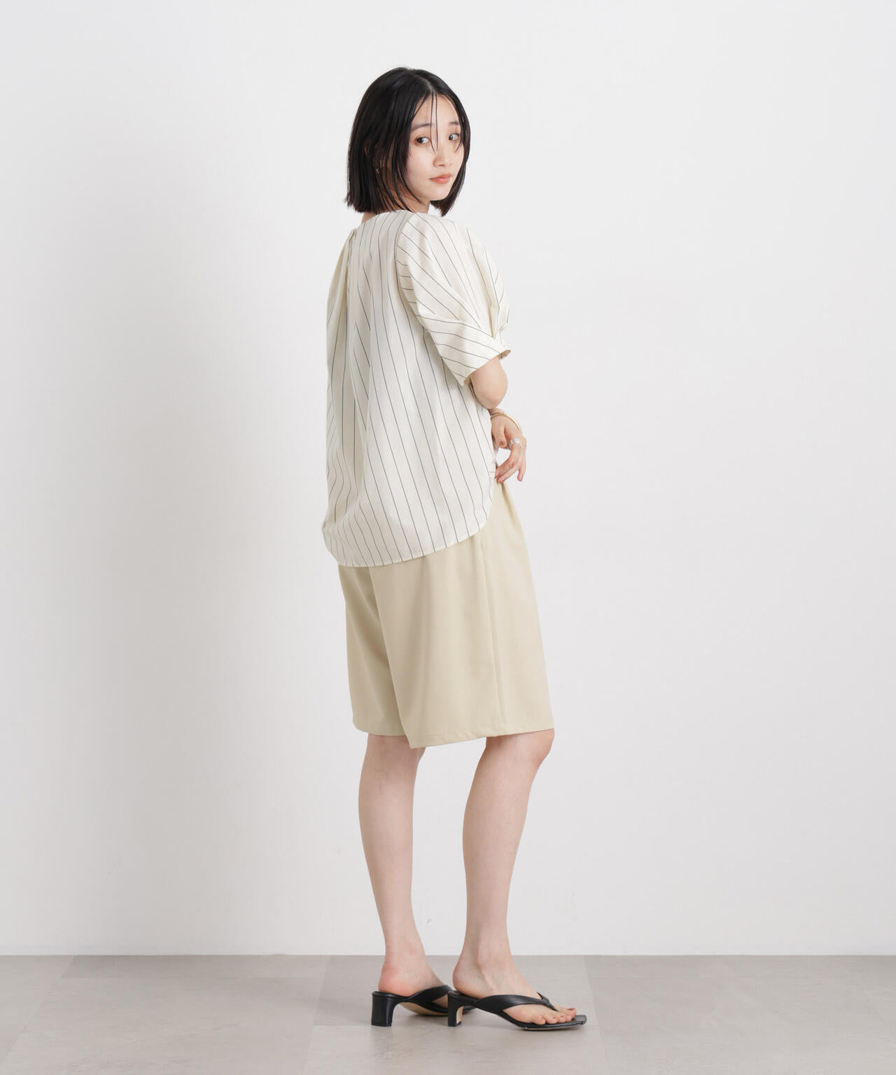 メランジストレッチベルト付ハーフパンツ(セットアップ可)