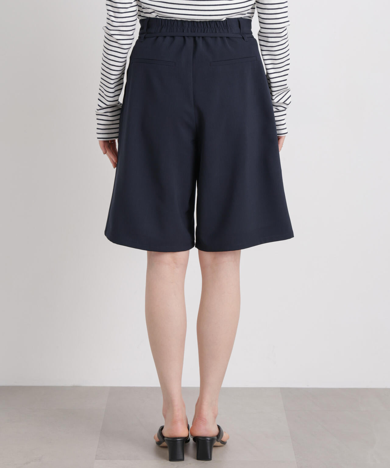 メランジストレッチベルト付ハーフパンツ(セットアップ可)