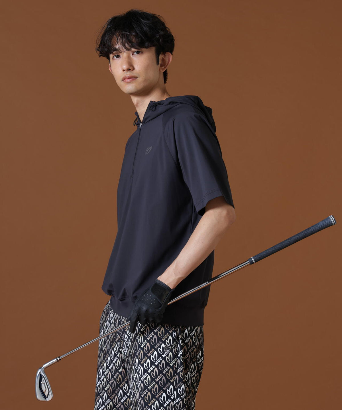 Nyベアムース半袖ハーフジップフーディプルオーバー (MENS)