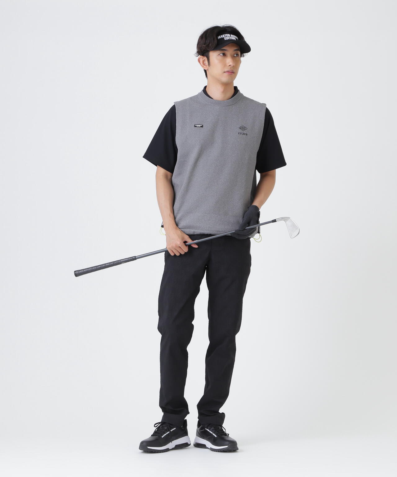 鹿の子編みクルーネックニットベスト (MENS)