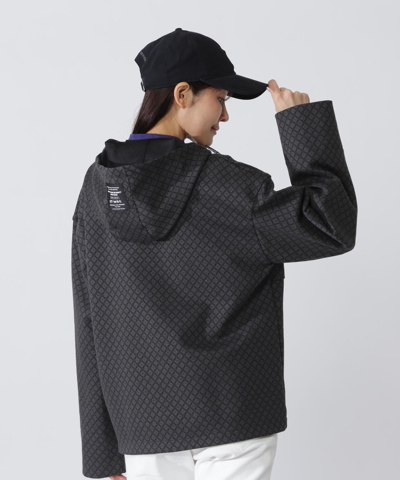 小紋ジャガードジップアップカットフーディブルゾン