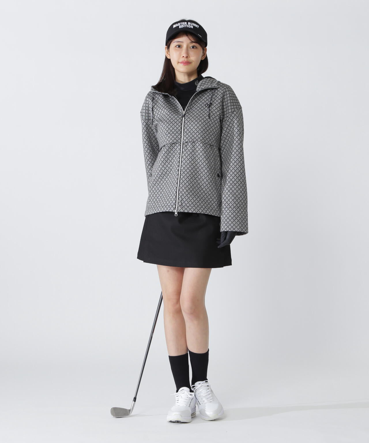 小紋ジャガードジップアップカットフーディブルゾン