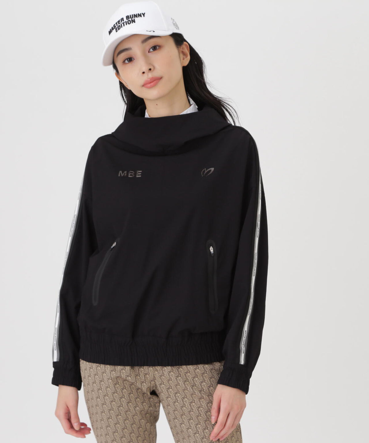 ドビー凹凸ストライプフーディプルオーバー (WOMENS)