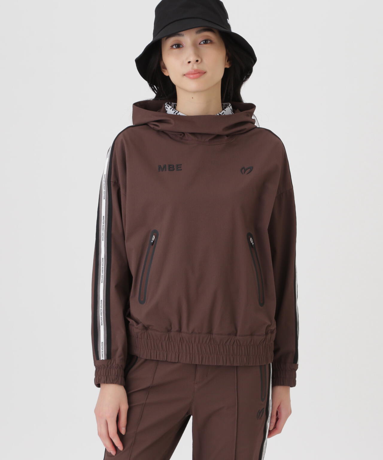 ドビー凹凸ストライプフーディプルオーバー (WOMENS)