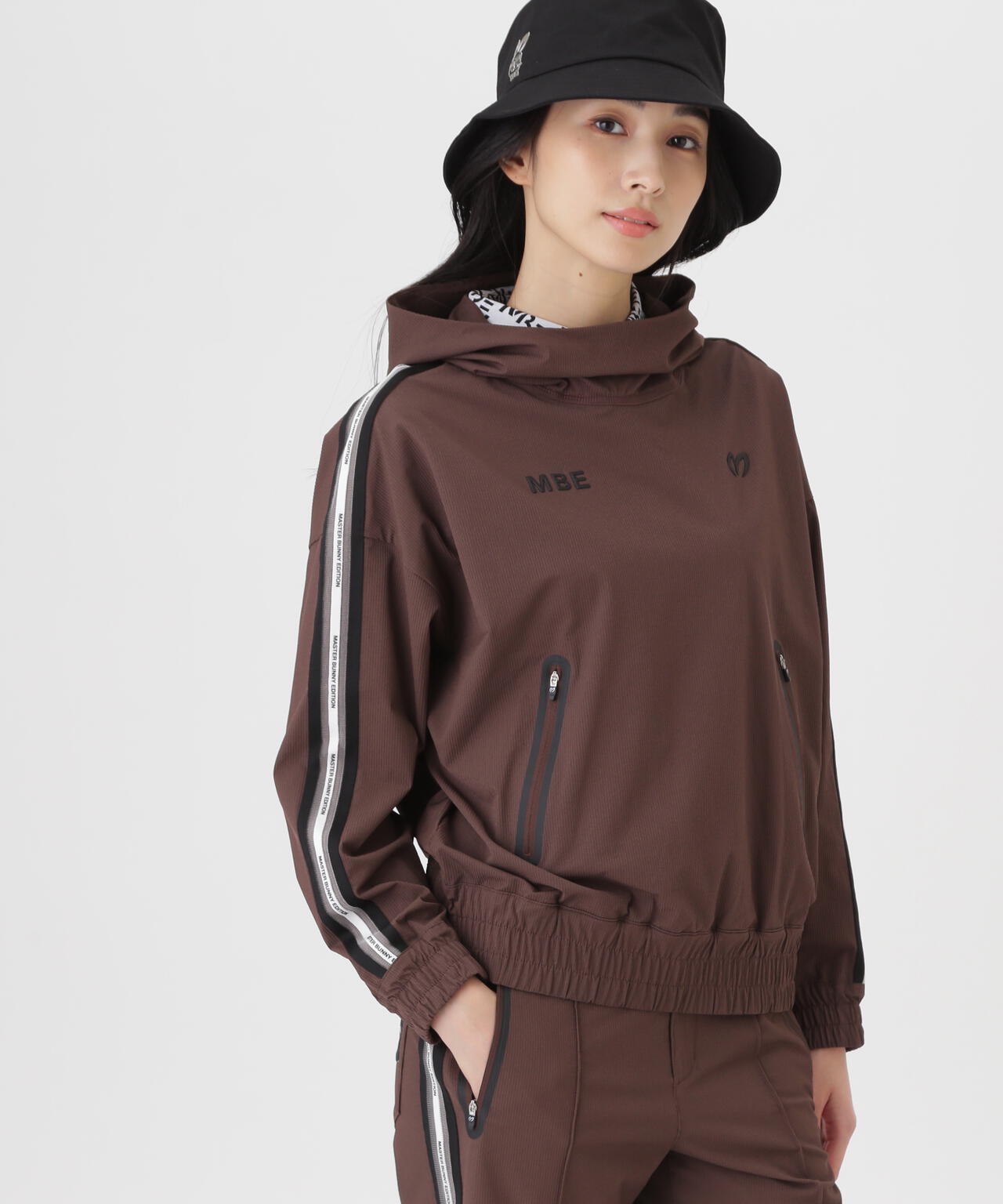 ドビー凹凸ストライプフーディプルオーバー (WOMENS)