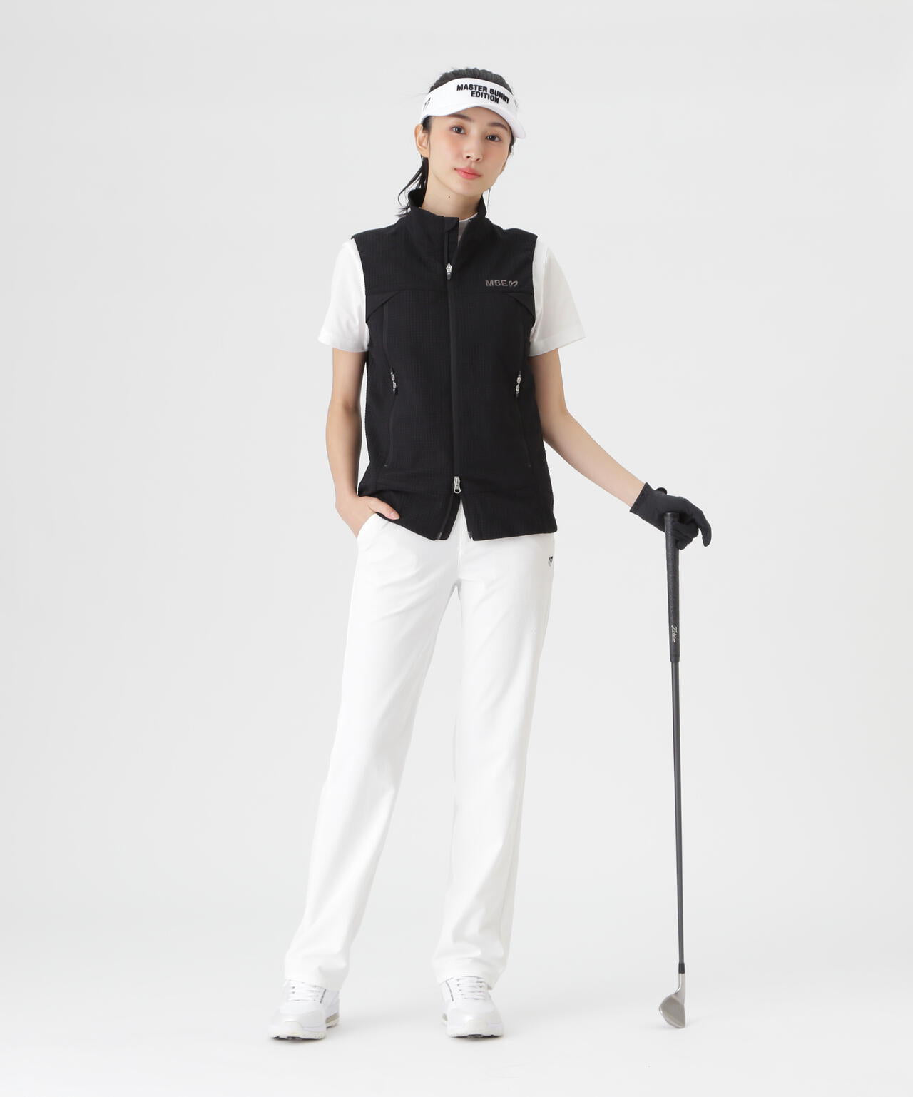 ミアチェックジャガードフルジップスタンドベスト (WOMENS)