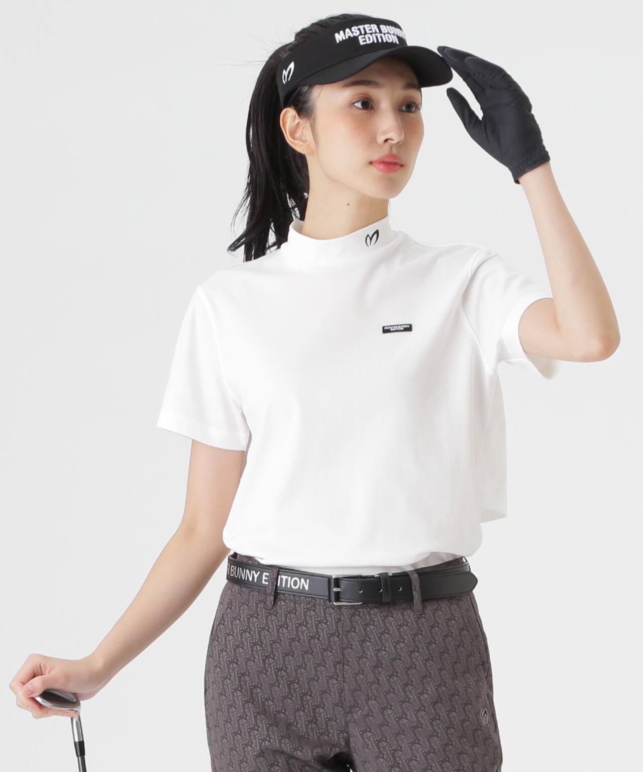 トリコットメッシュ半袖ハイネックカットソー (WOMENS)