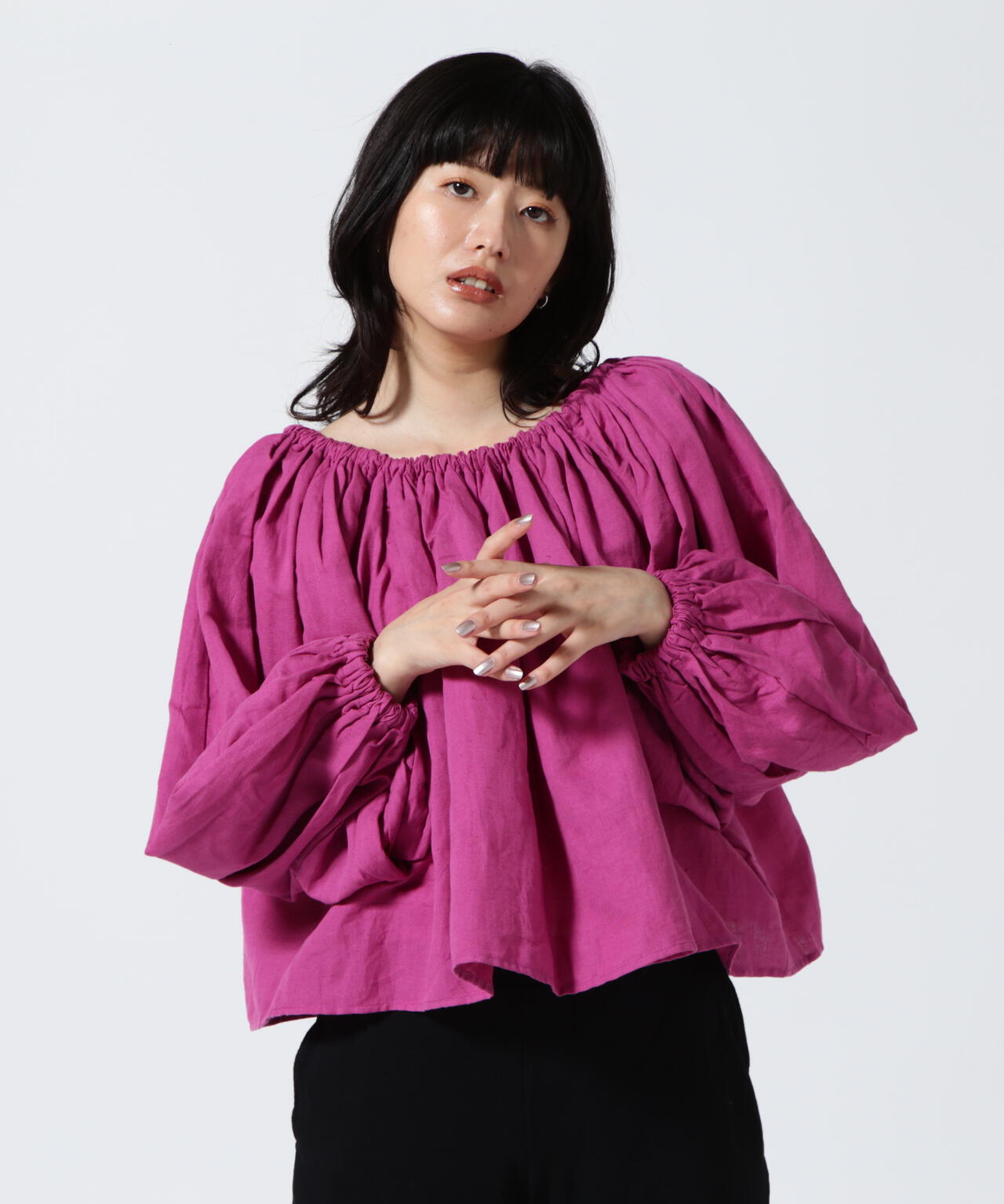 INDIA IS BEAUTIFUL COTTON LINEN BLOUSEコットンリネンブラウス