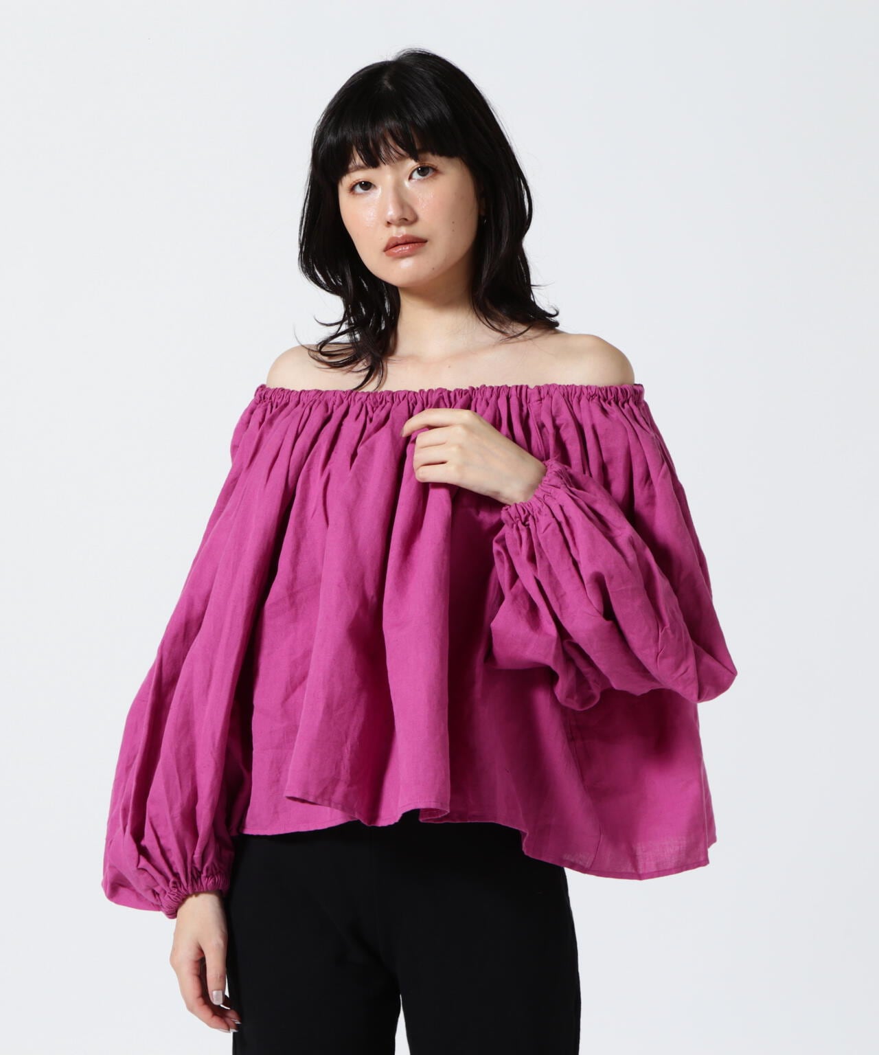 INDIA IS BEAUTIFUL COTTON LINEN BLOUSEコットンリネンブラウス