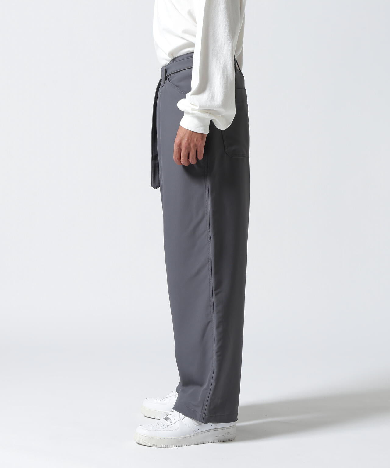 B omnivore STRETCH POLYESTER BELT LOOSE PANTS