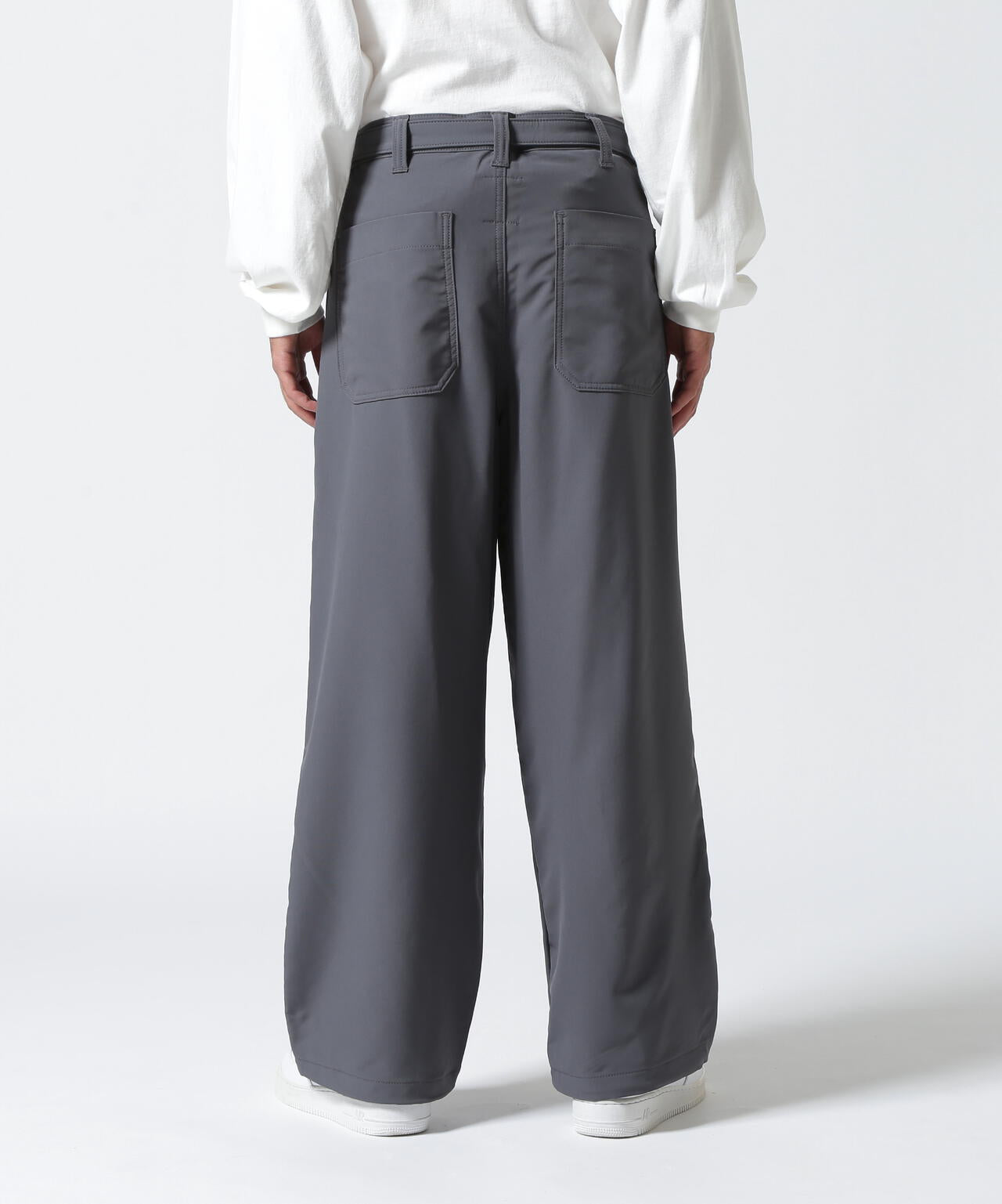 B omnivore STRETCH POLYESTER BELT LOOSE PANTS
