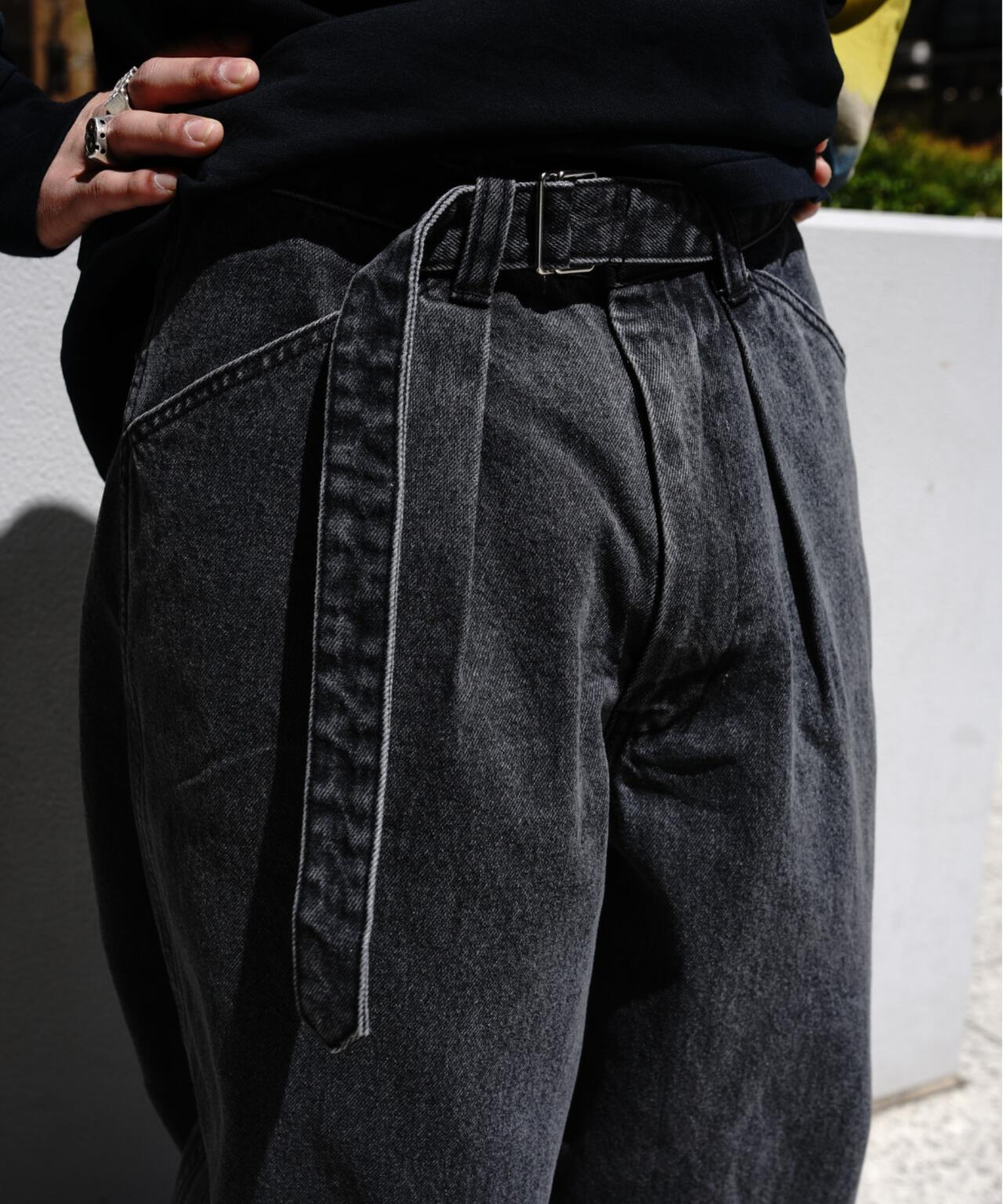 B omnivore/ビーオムニボー DENIM BELT LOOSE PANTS