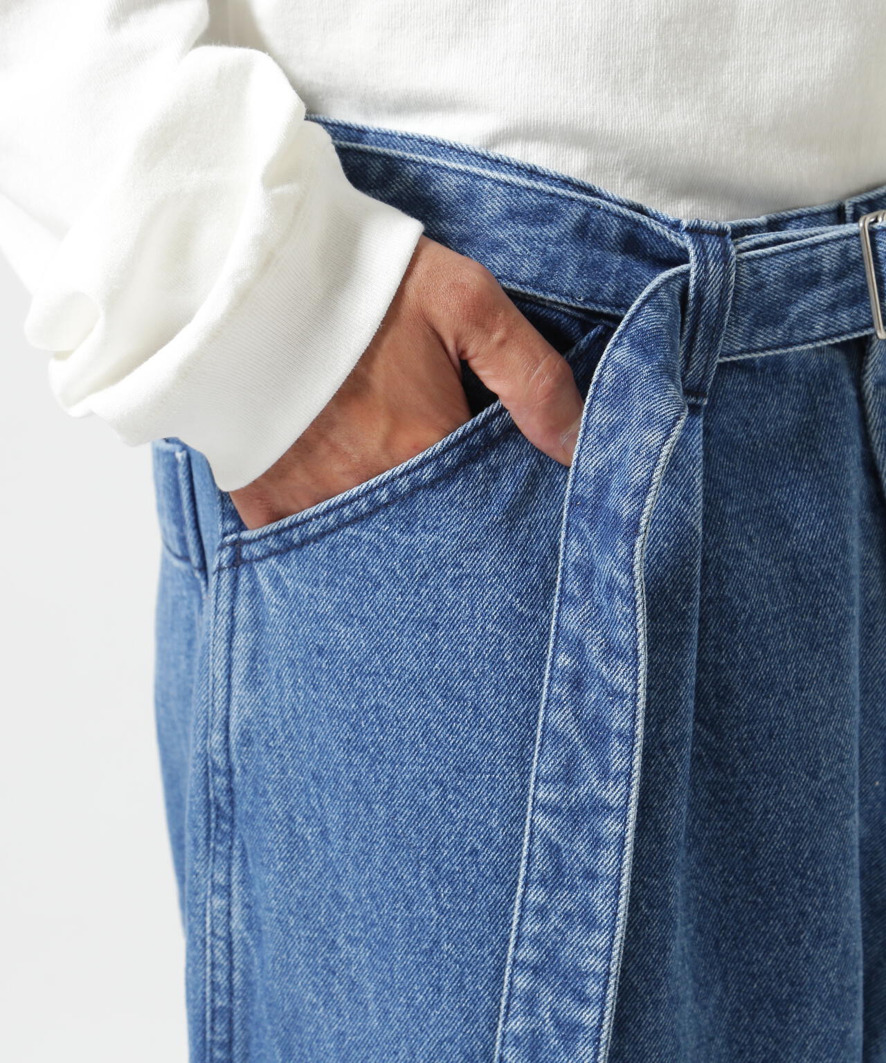 B omnivore/ビーオムニボー DENIM BELT LOOSE PANTS