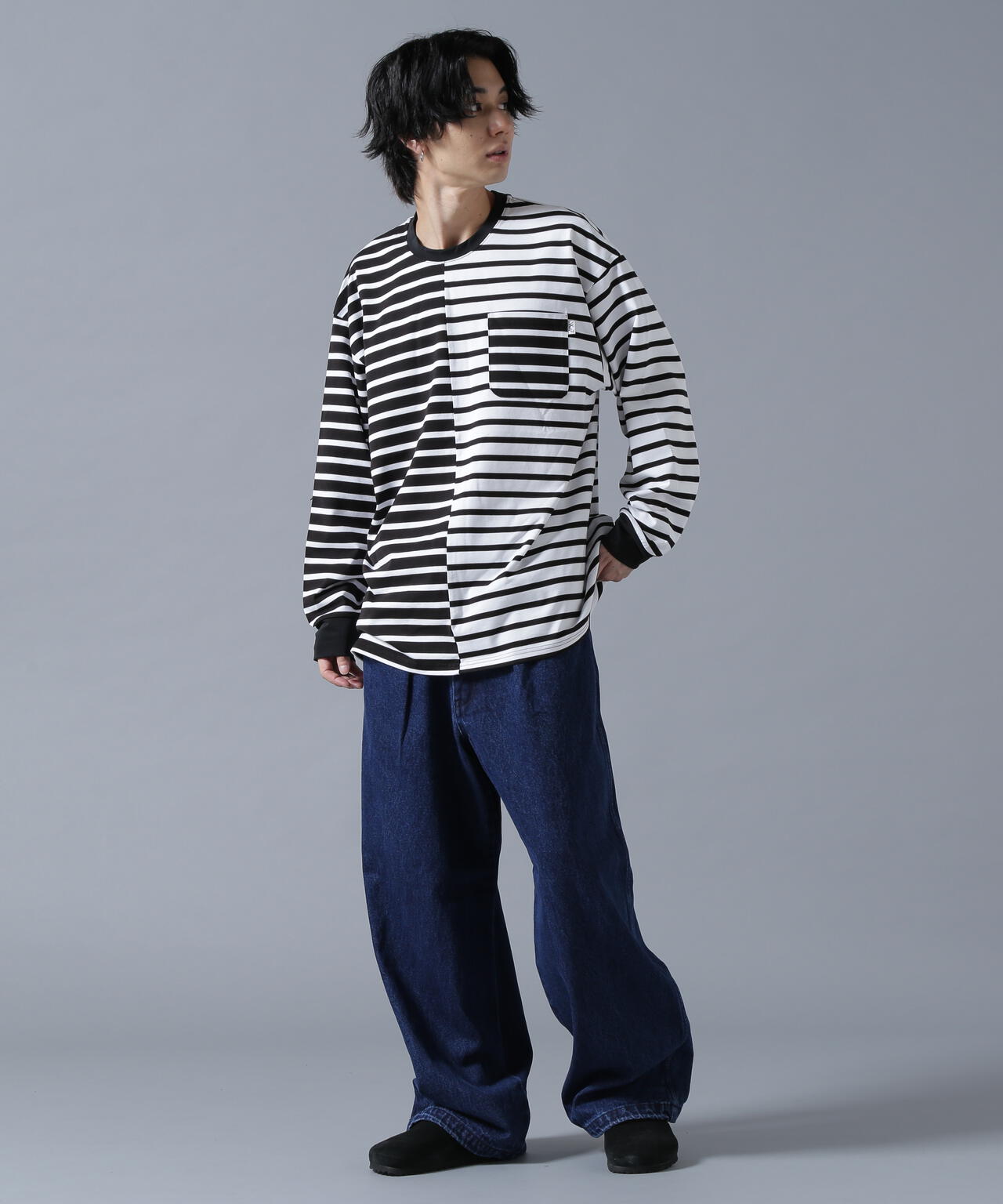 B omnivore/ビーオムニボー DENIM BELT LOOSE PANTS