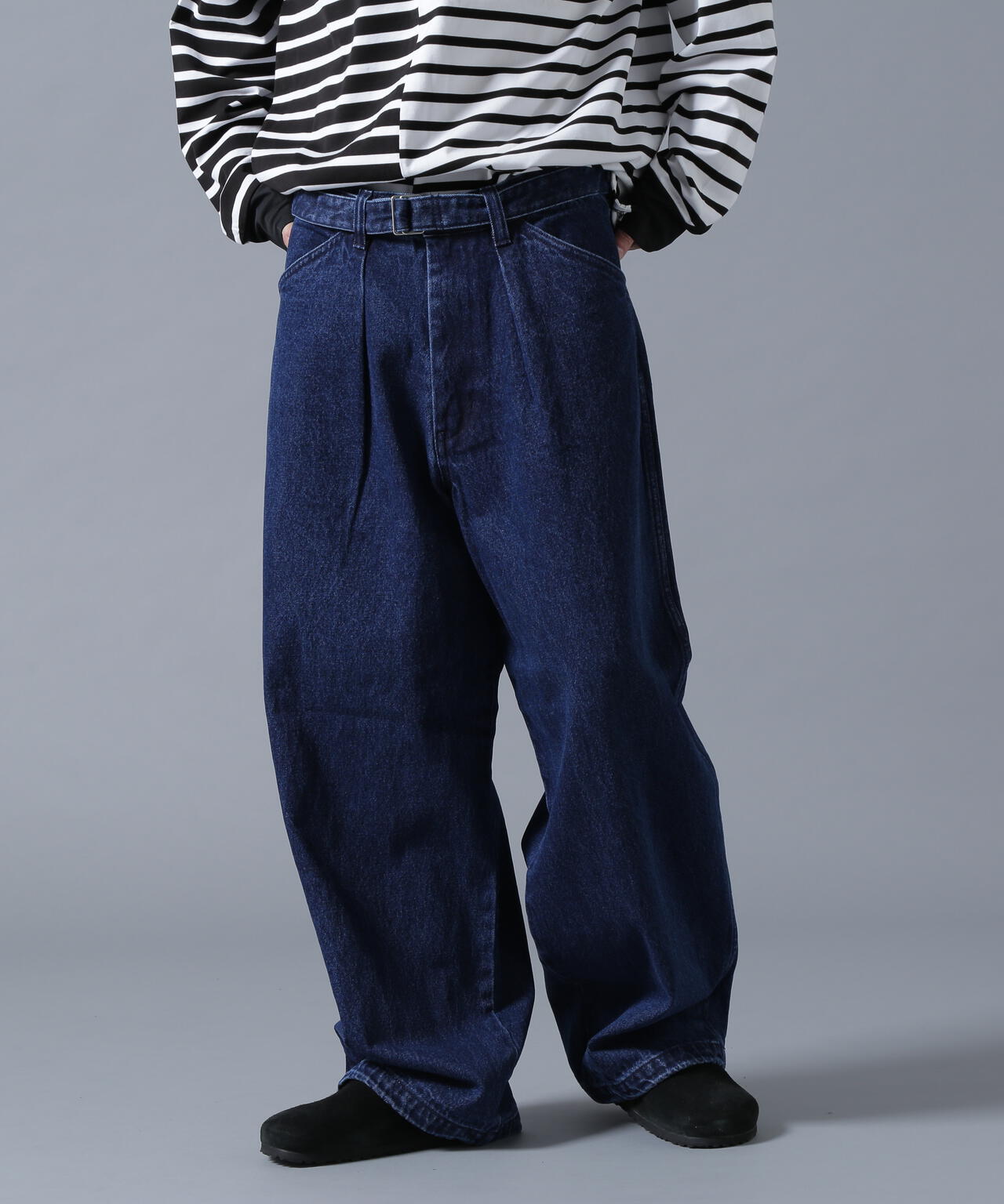 B omnivore/ビーオムニボー DENIM BELT LOOSE PANTS
