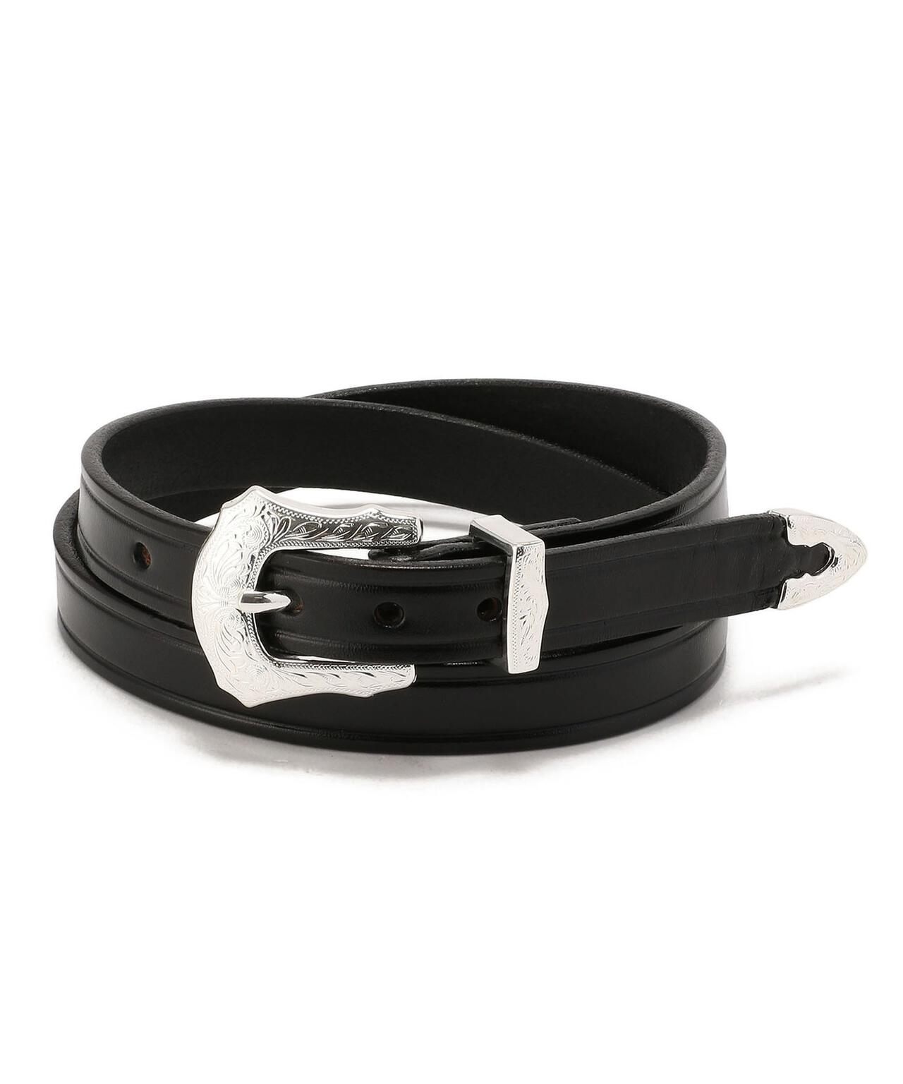 TORY LEATHER 3/4 inch 3-Piece Silver Buckle Set Belt