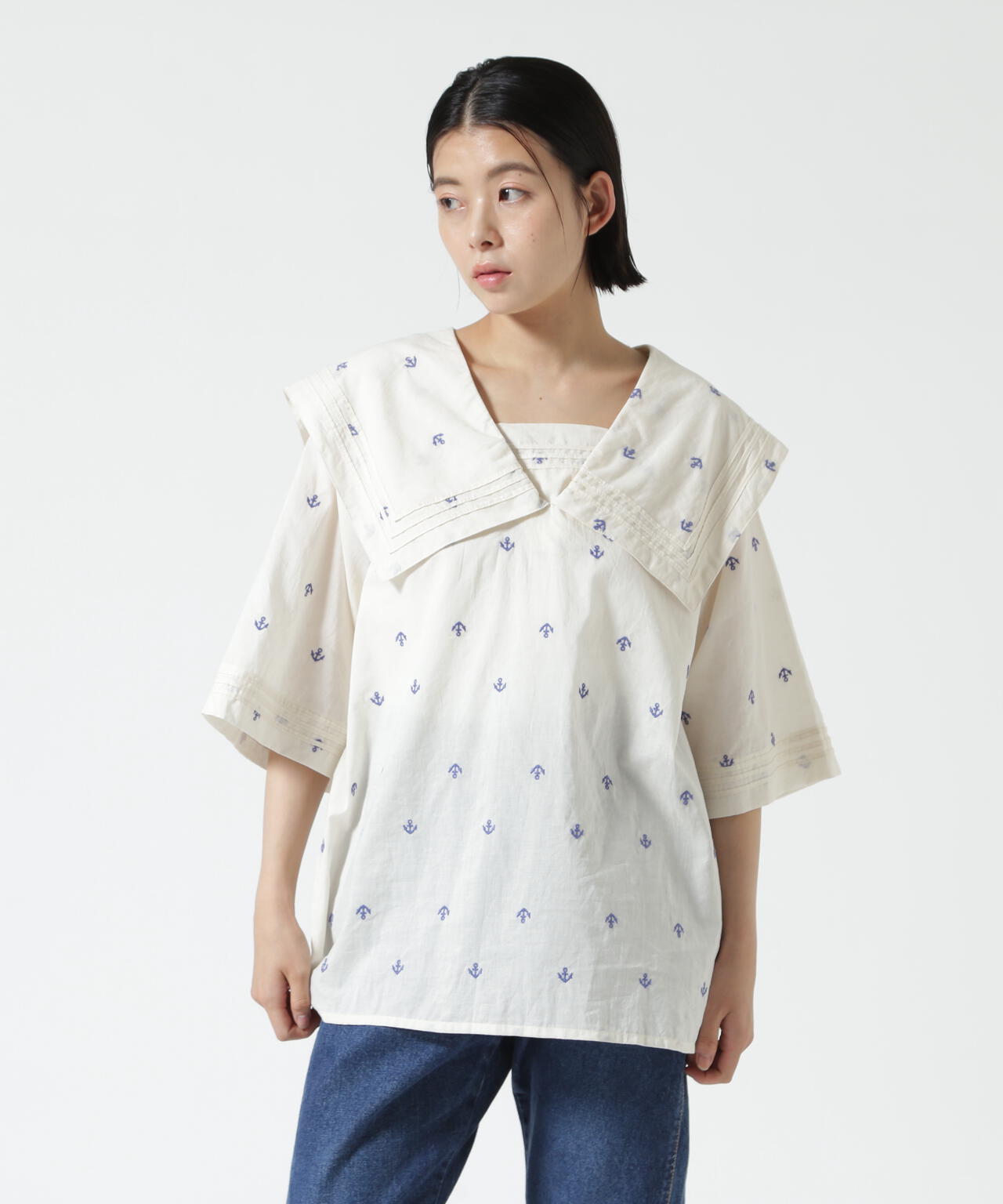 INDIA IS BEAUTIFUL/インディアイズビューティフル ビッグセーラーカラーブラウス