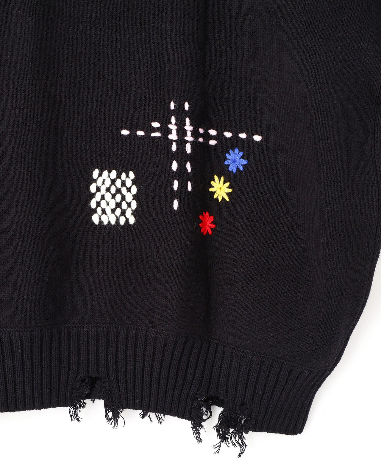 B omnivore/ビーオムニボー HAND STITCH CREWNECK KNIT ハンドステッチクルーネックニット