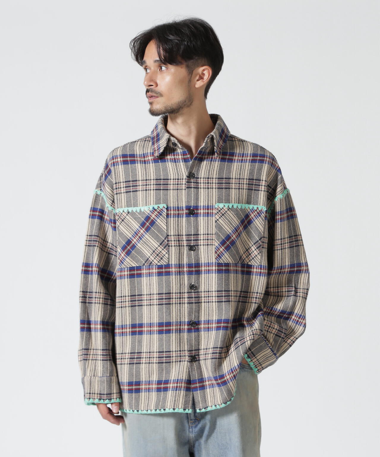 B omnivore/ビーオムニボー HAND STITCH FLANNEL ハンドステッチフランネルシャツ