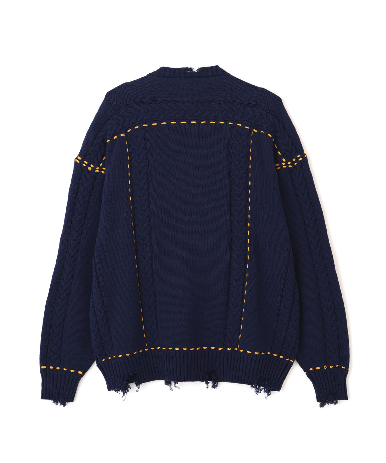 B omnivore/ビーオムニボー HANDSTITCH CABLE KNIT CREWNECK ハンドステッチケーブルニットクルーネック