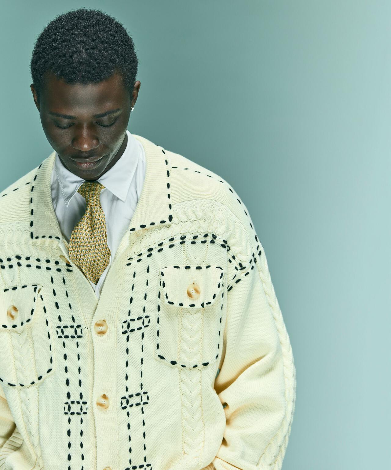 B omnivore/ビーオムニボー HANDSTITCH CABLE KNIT JACKET ハンドステッチケーブルニットジャケット
