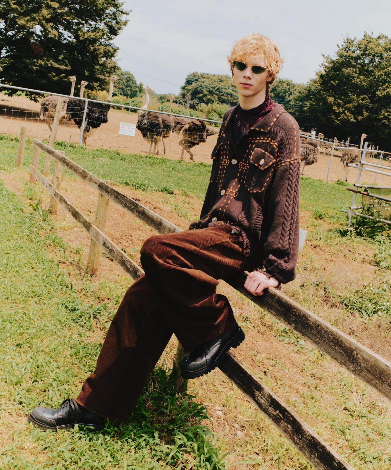 B omnivore/ビーオムニボー HANDSTITCH CABLE KNIT JACKET ハンドステッチケーブルニットジャケット