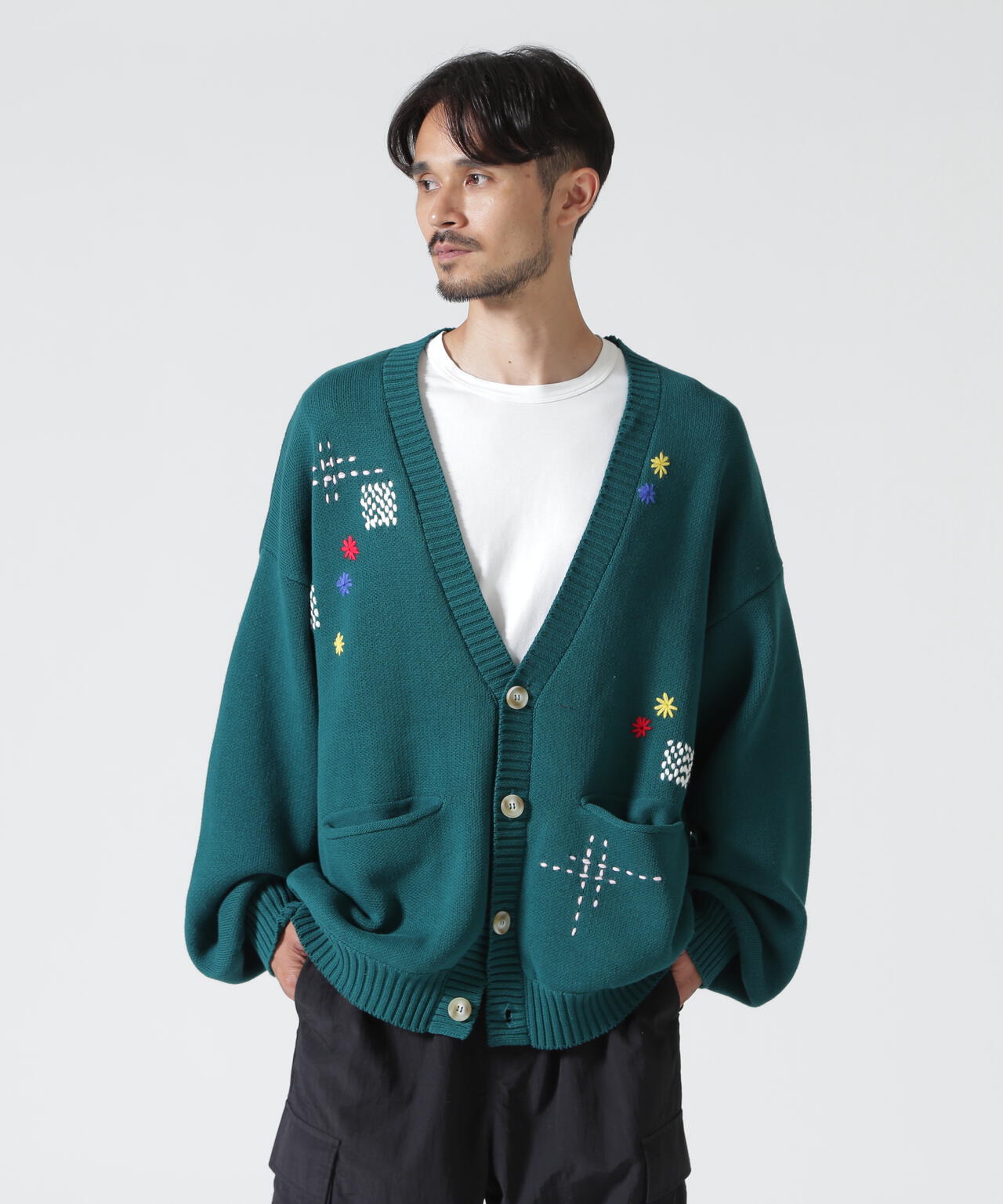 B omnivore/ビーオムニボー HAND STITCH CARDIGAN ハンドステッチカーディガン