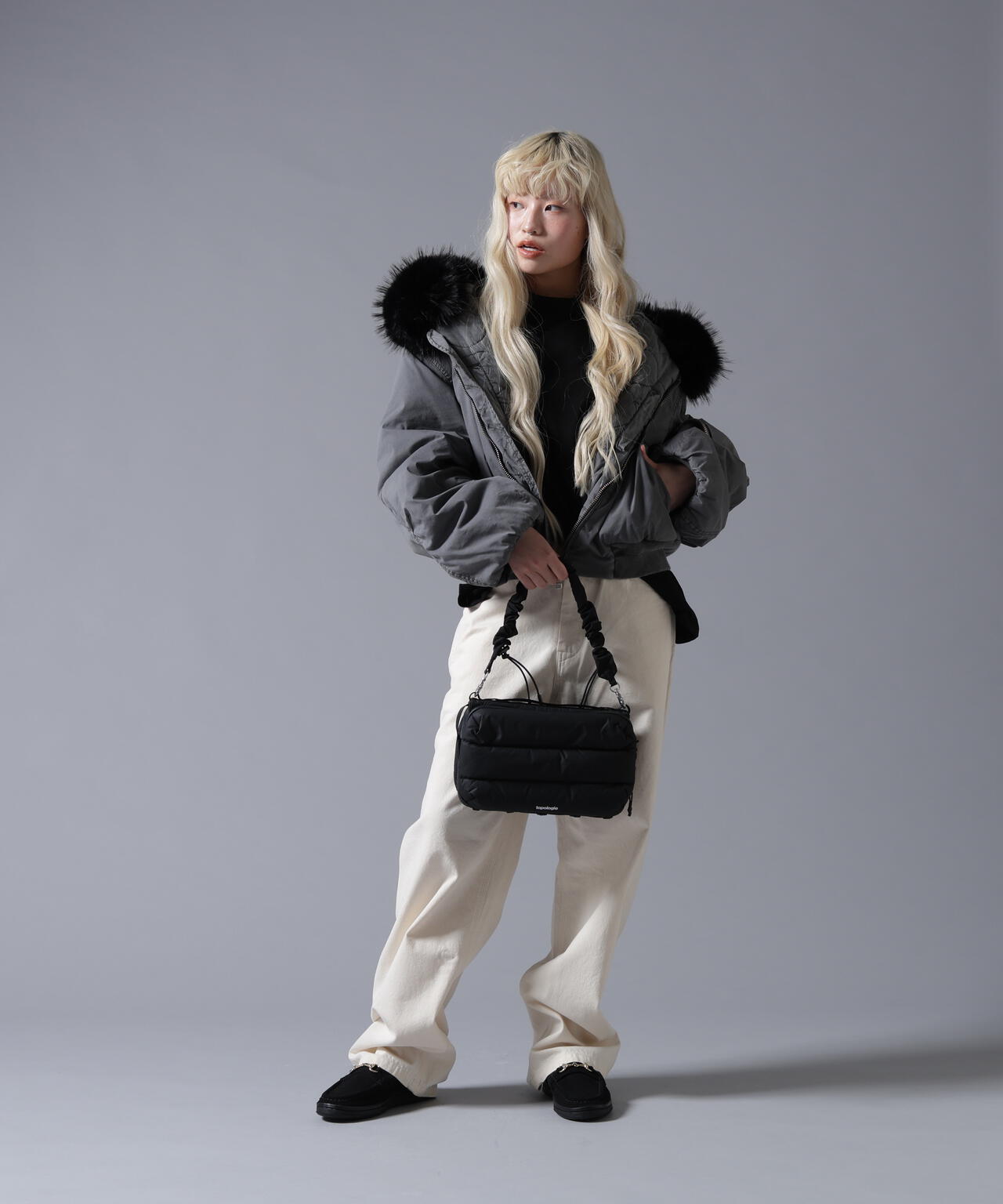 B omnivore/ビーオムニボー COTTON NYLON FUR BLOUSON