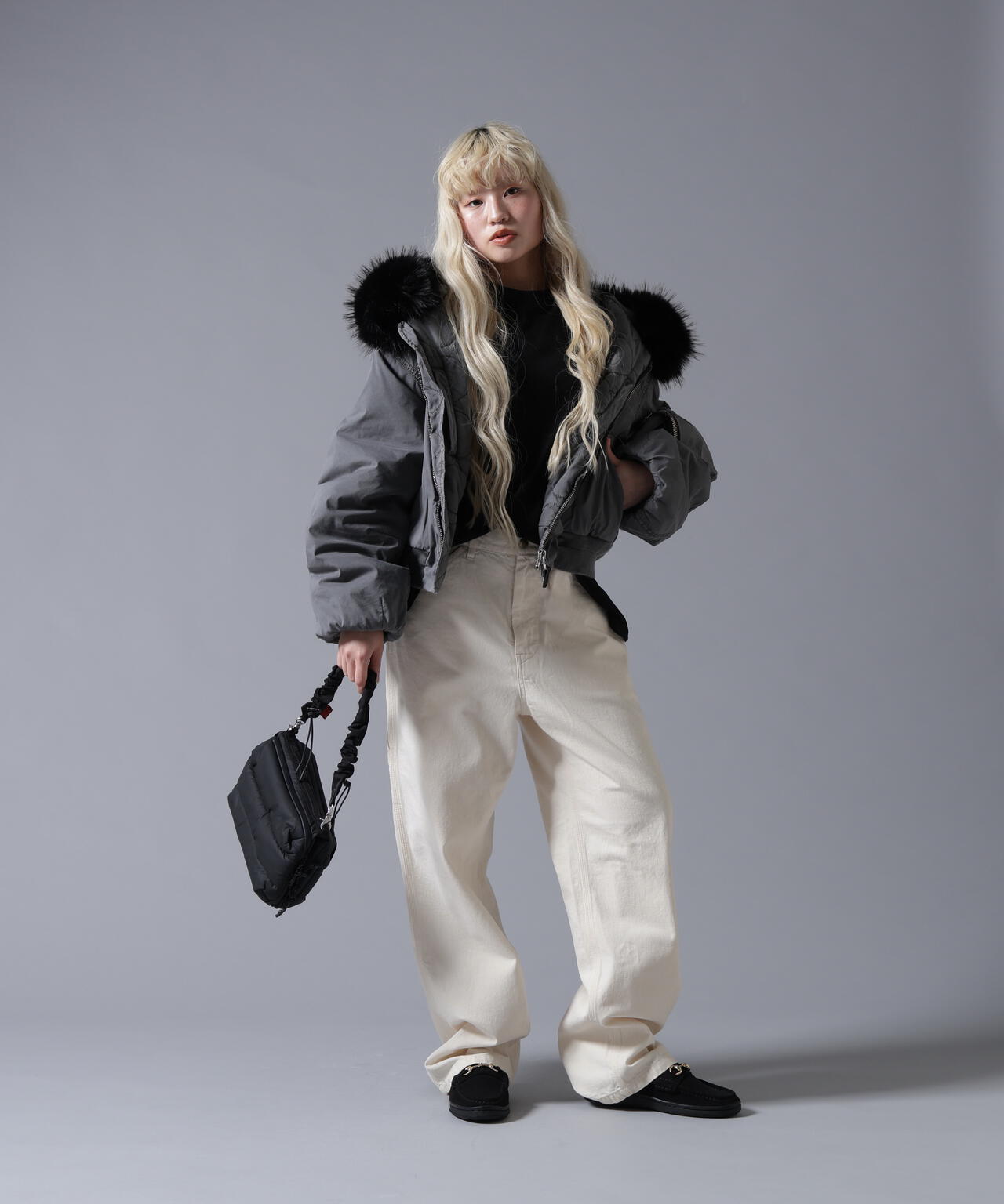 B omnivore/ビーオムニボー COTTON NYLON FUR BLOUSON