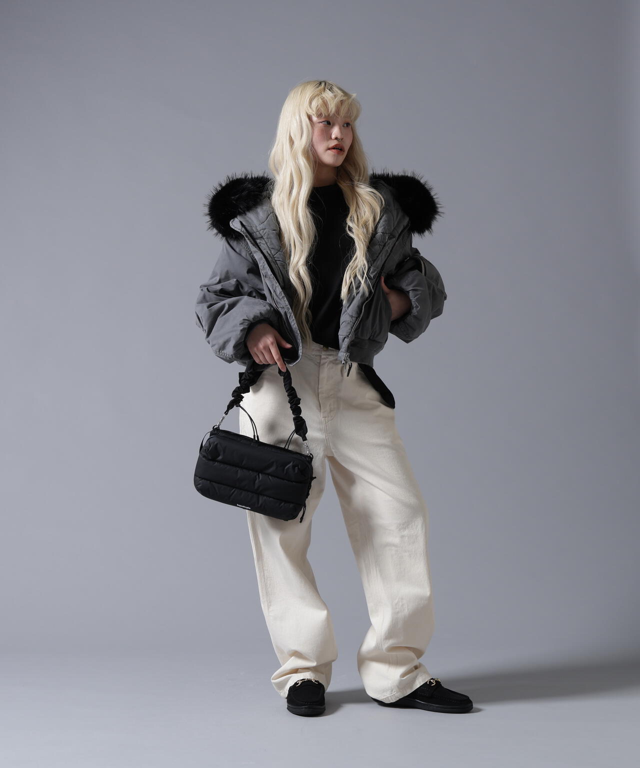 B omnivore/ビーオムニボー COTTON NYLON FUR BLOUSON