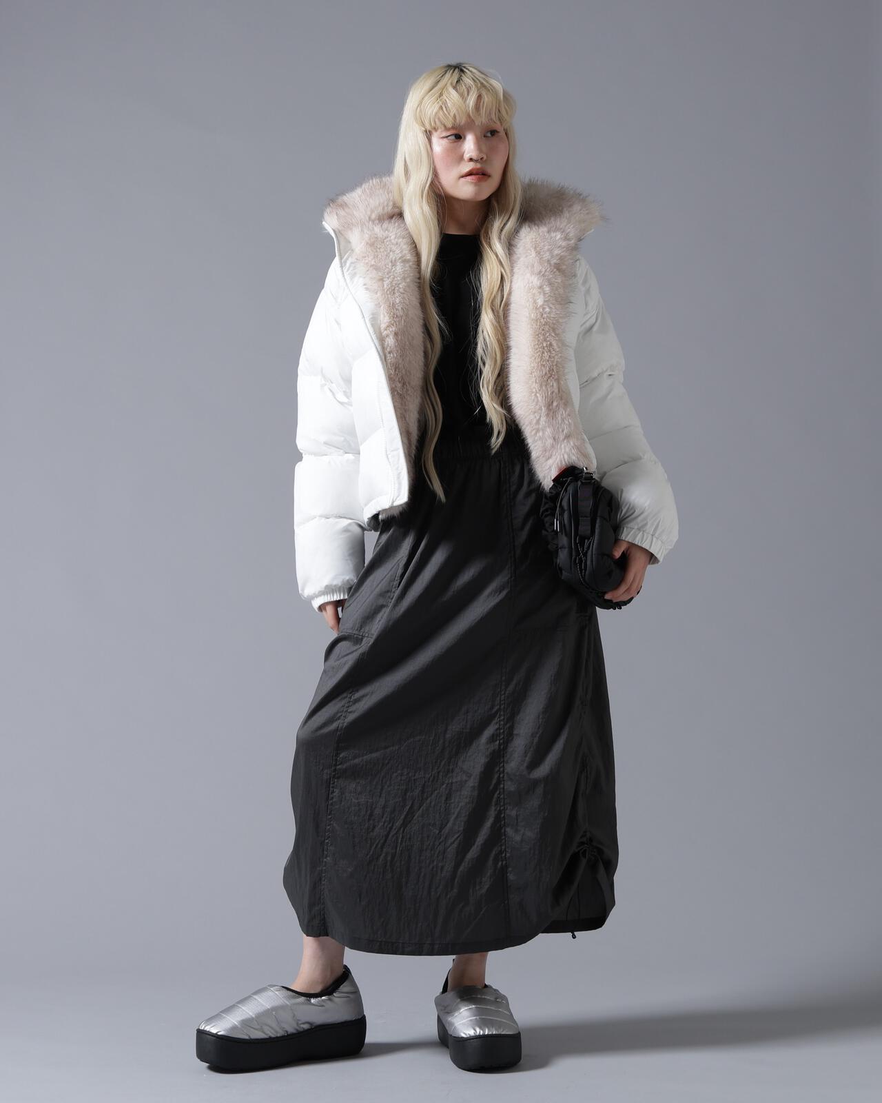 B omnivore/ビーオムニボー NYLON FUR STAND BLOUSON