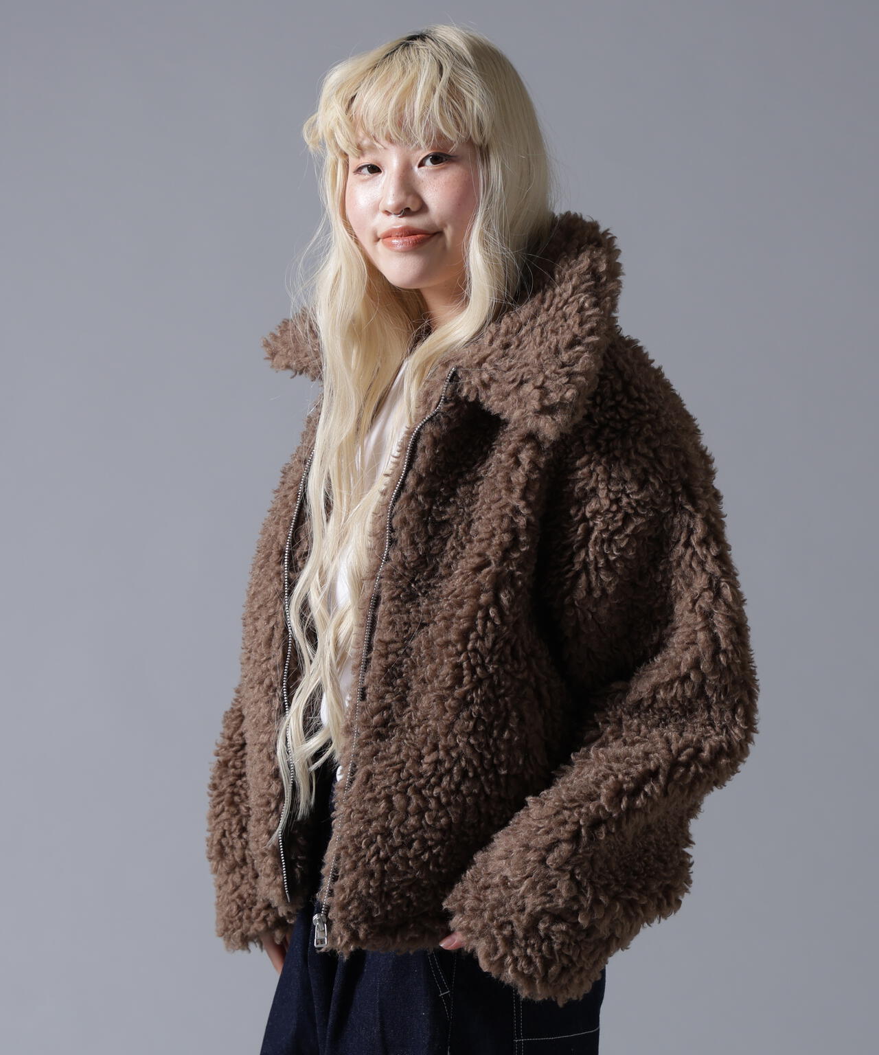 B omnivore/ビーオムニボー BOA COLLAR BLOUSON