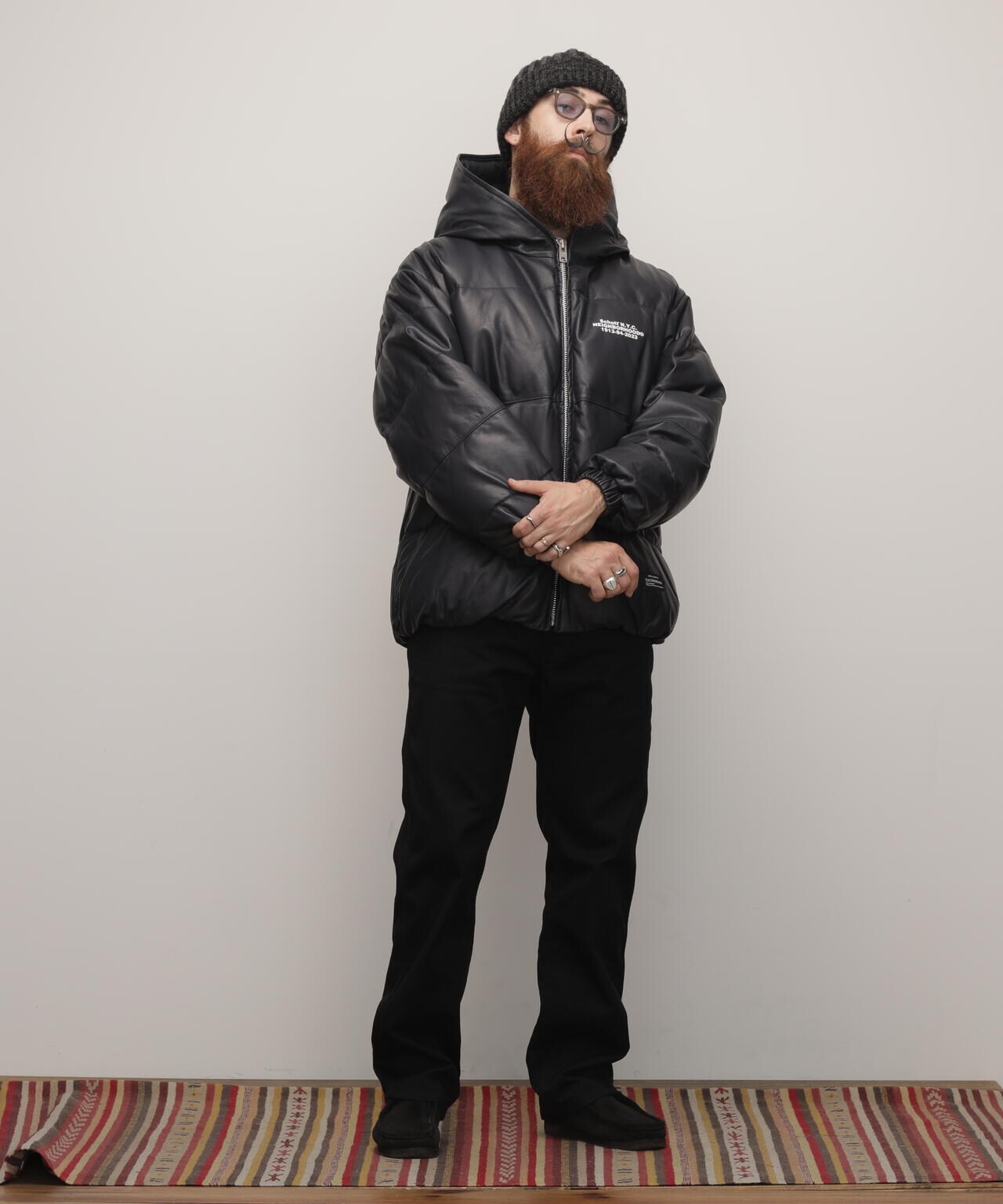 Schott NH/LEATHER HOODED JACKET