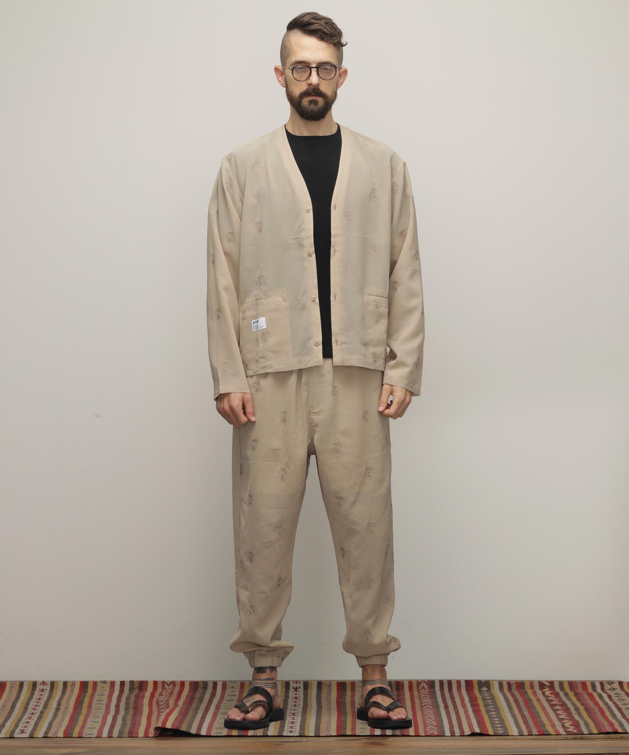 SLUB CHIFFON PANTS "FAMILY CREST"/スラブシフォン パンツ "ファミリークレスト"