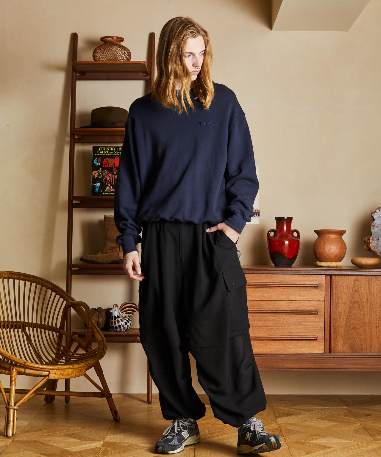 LEATHER ELBOW PATCH SWEAT/レザーエルボーパッチ スウェット